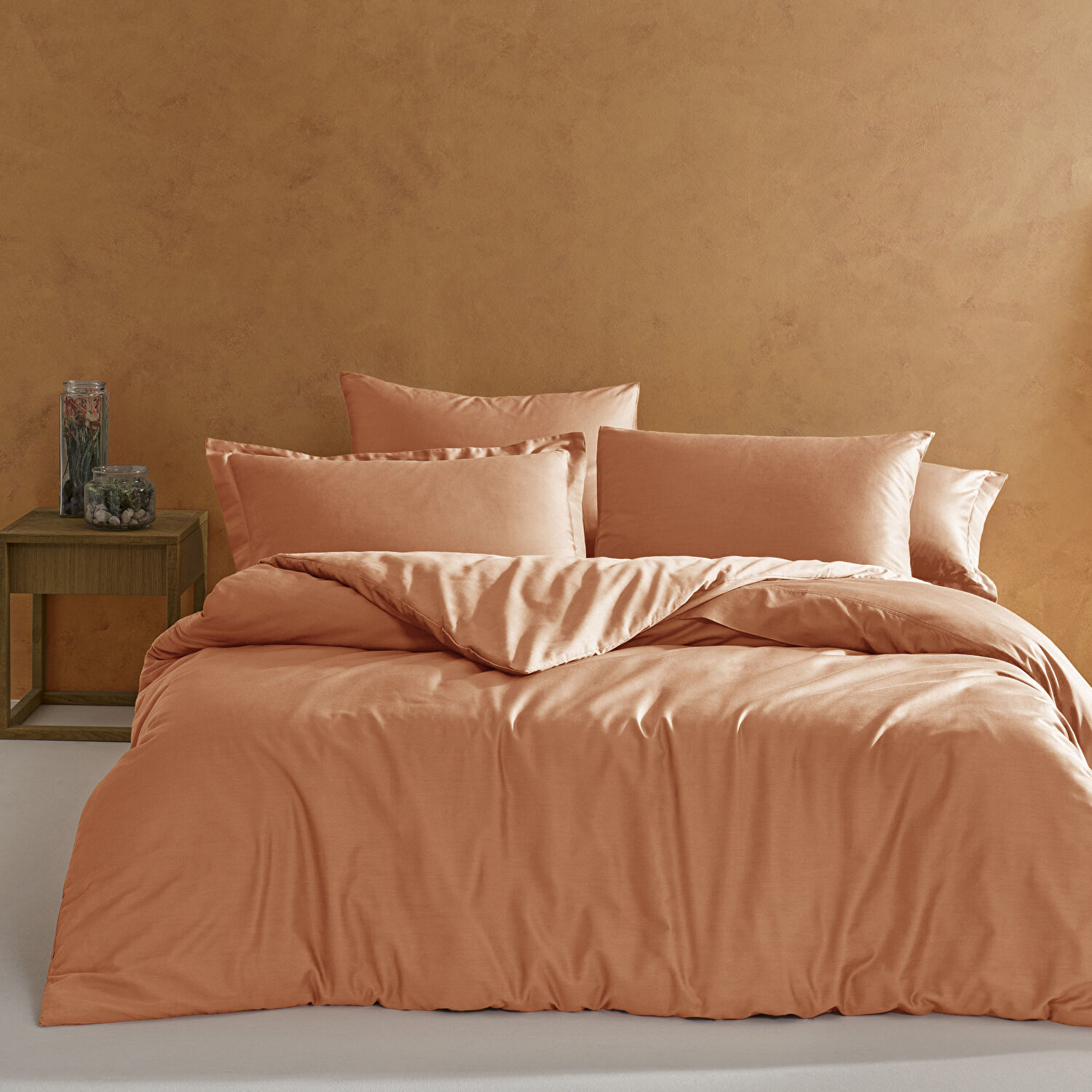 Linens Mix&Match Pamuk Saten Çift Kişilik Saten Nevresim Kılıfı Turuncu