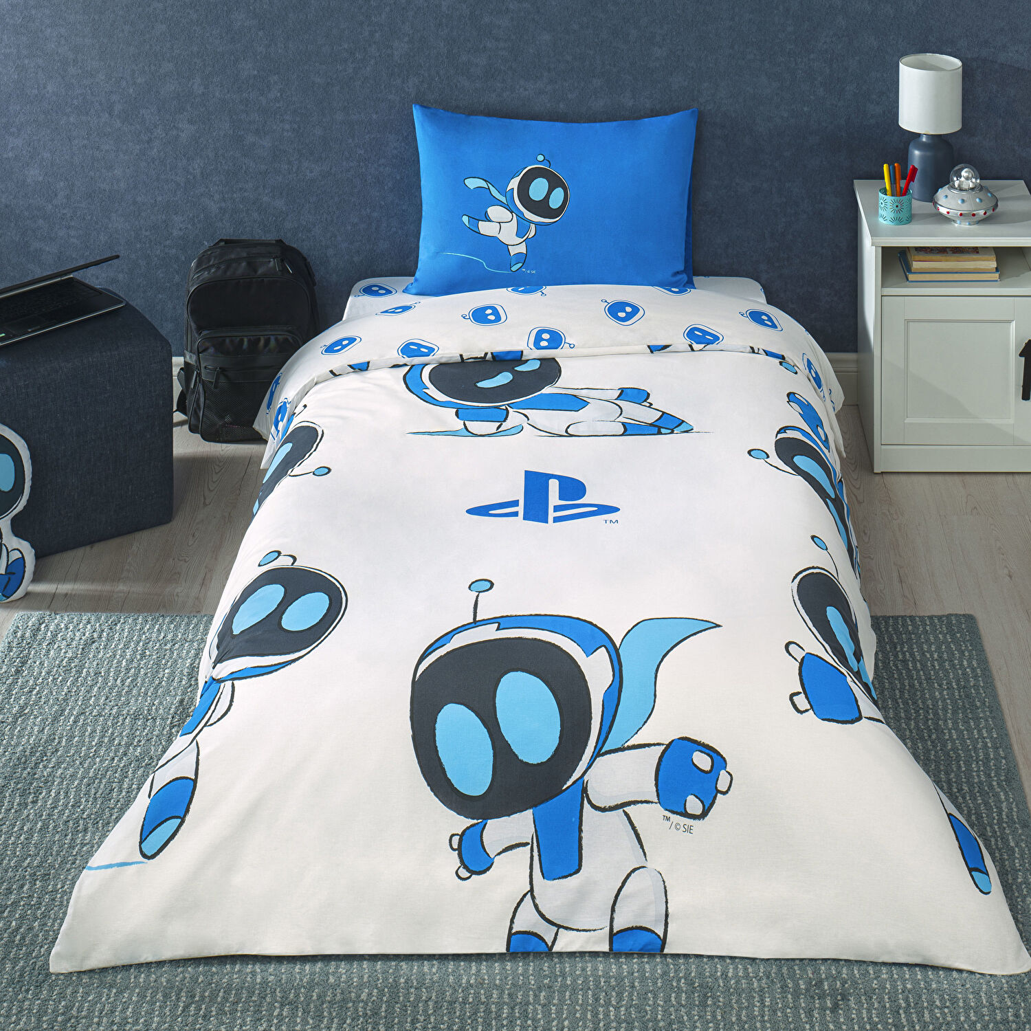 Taç Lisanslı Playstation Astrobot Tek Kişilik Pamuk Nevresim Takımı 100