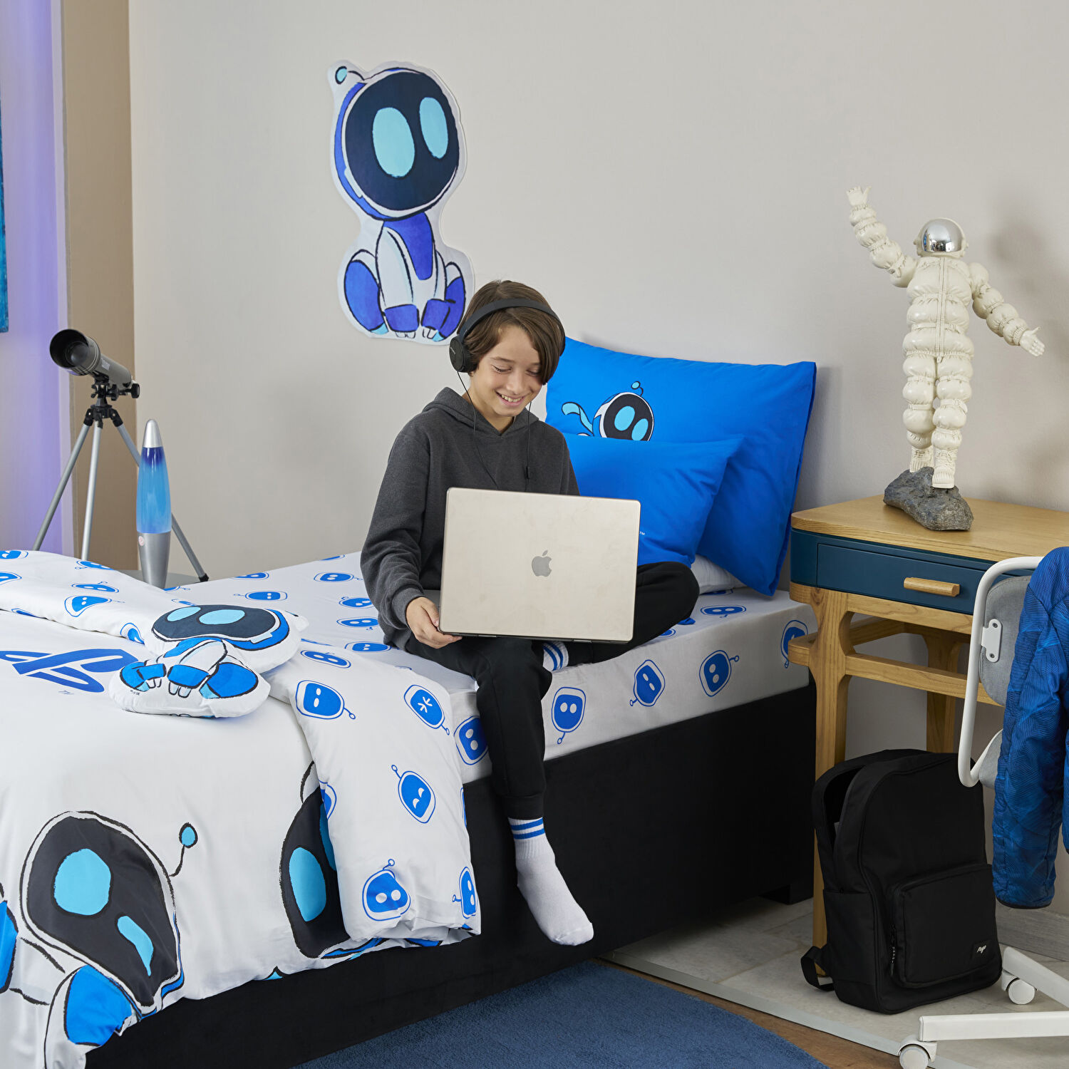 Taç Lisanslı Playstation Astrobot Tek Kişilik Pamuk Nevresim Takımı 100