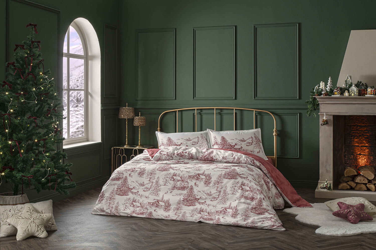 Linens Allday Chalet Pamuk Saten Tek Kişilik Nevresim Takımı Bordo