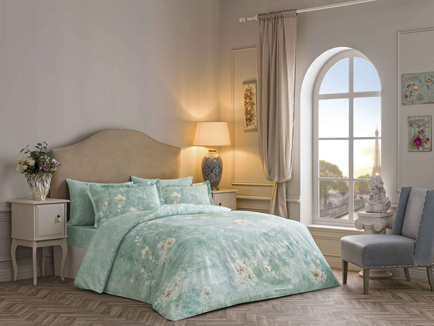 Linens Sc Seine Nevresim Takımı Çift Kişilik Turkuaz