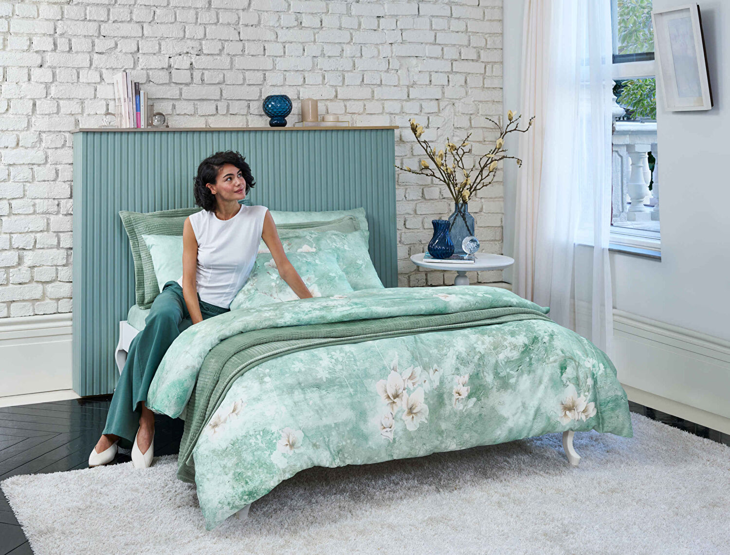Linens Sc Seine Nevresim Takımı Çift Kişilik Turkuaz