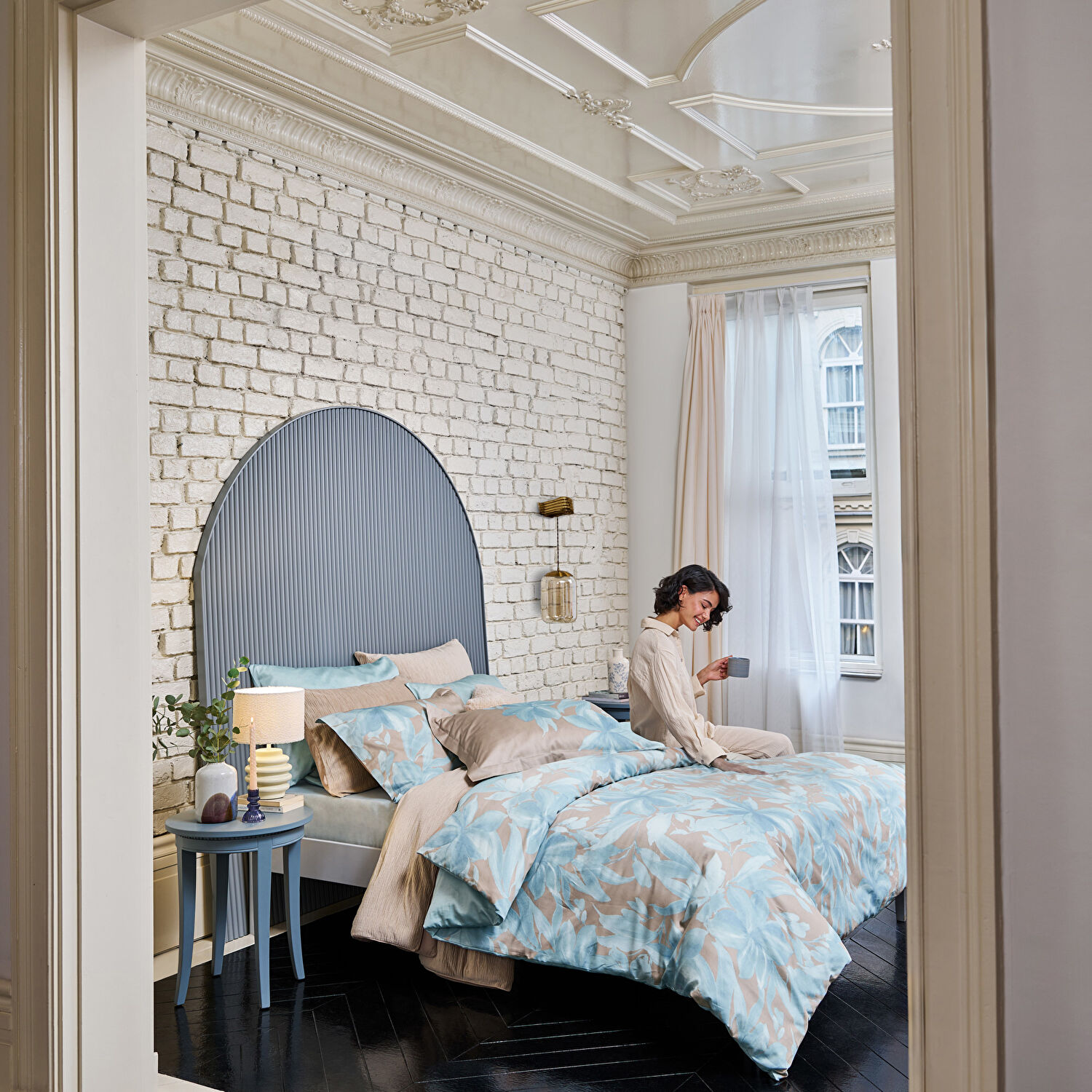 Linens Azure 220 Tc Pamuk Saten Çift Kişilik Nevresim Takımı