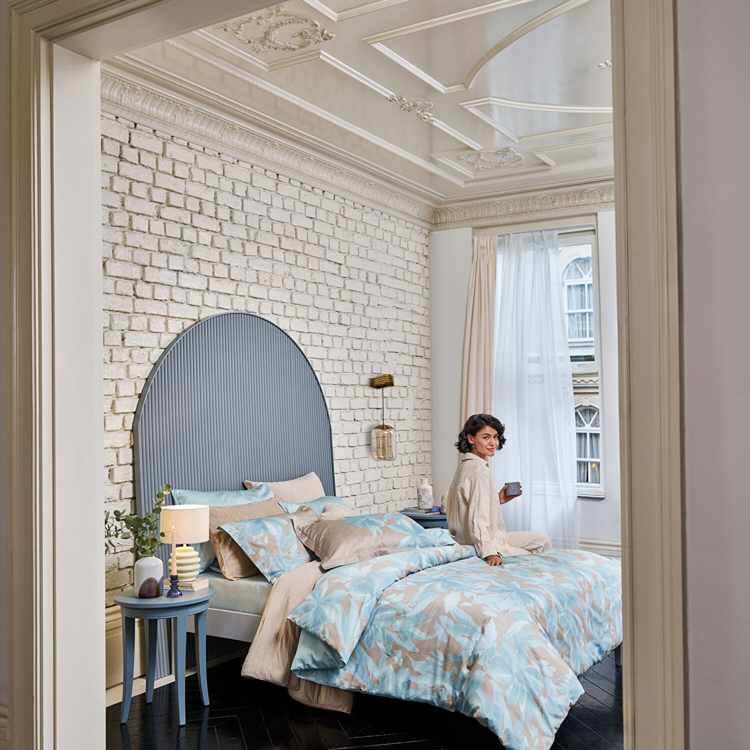 Linens Azure 220 Tc Pamuk Saten Çift Kişilik Nevresim Takımı