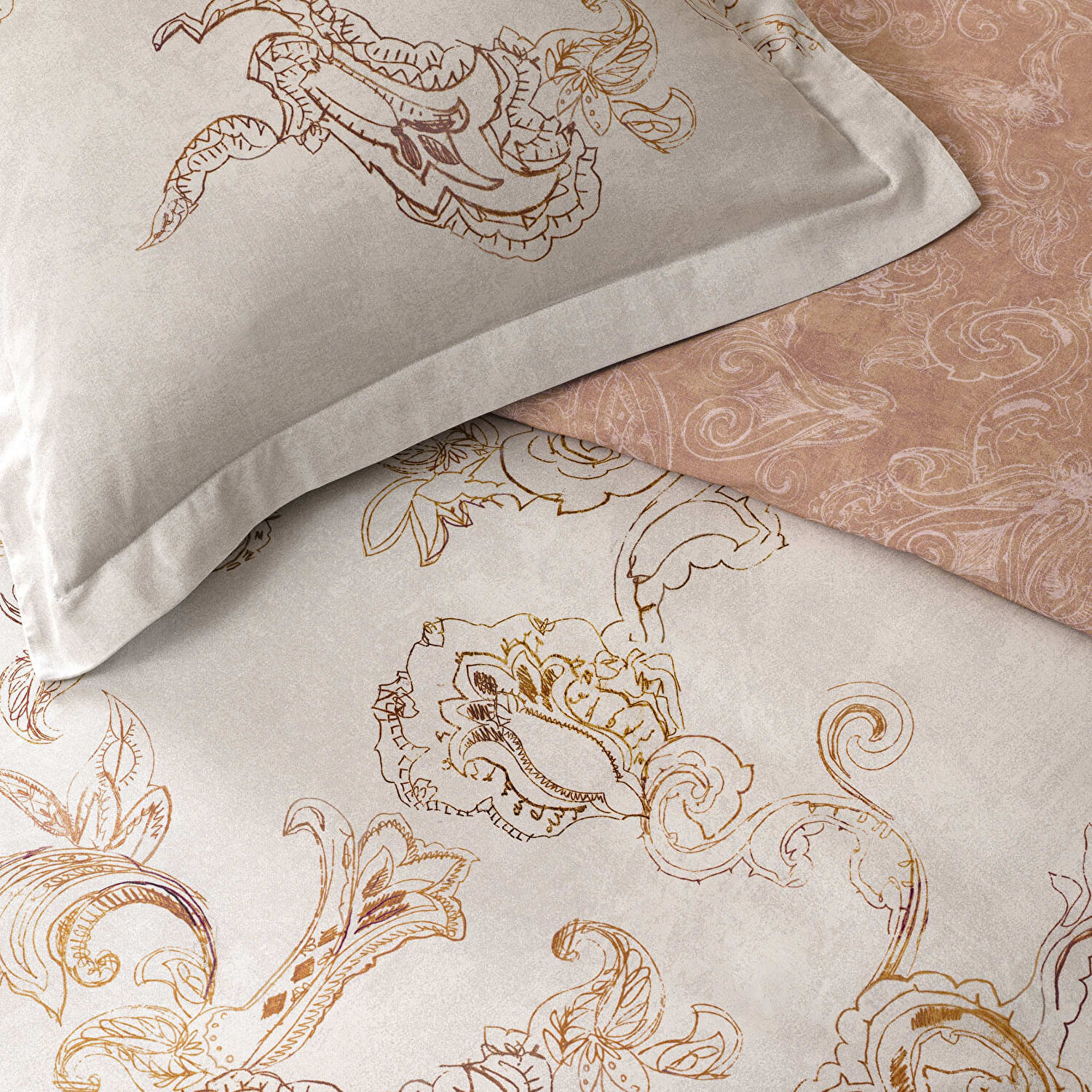 Linens Etienne 220 TC Pamuk Saten King Nevresim Takımı