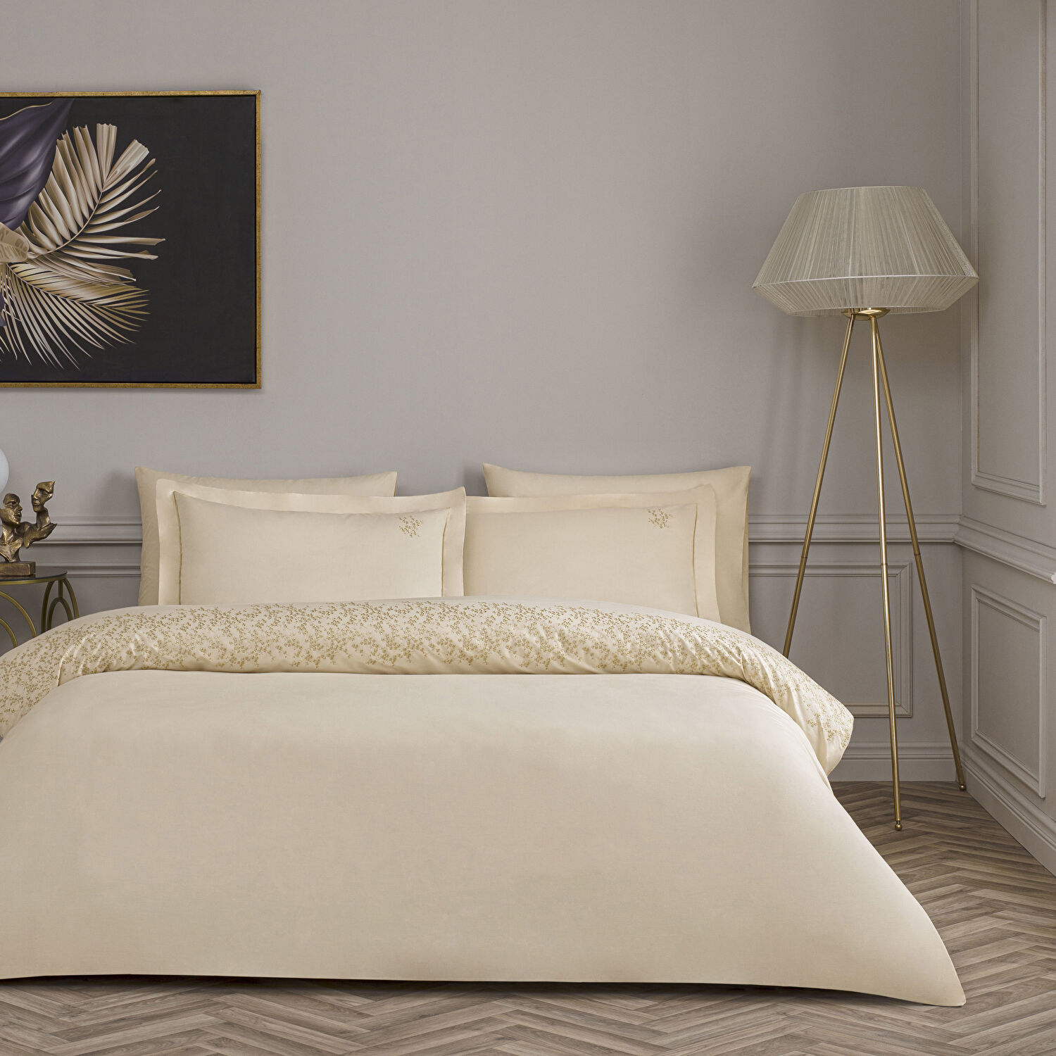 Linens Nakışlı Zendea 220 Tc Pamuk Saten Çift Kişilik Nevresim Takımı