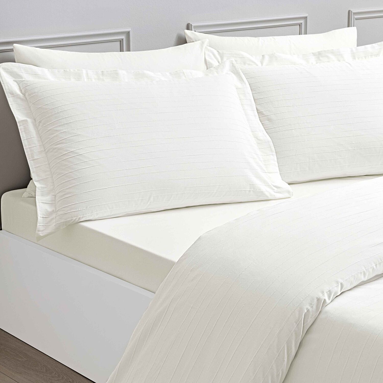 Linens White Collection Siren UC Pamuk Jakar Çift Kişilik Nevresim Takımı Beyaz