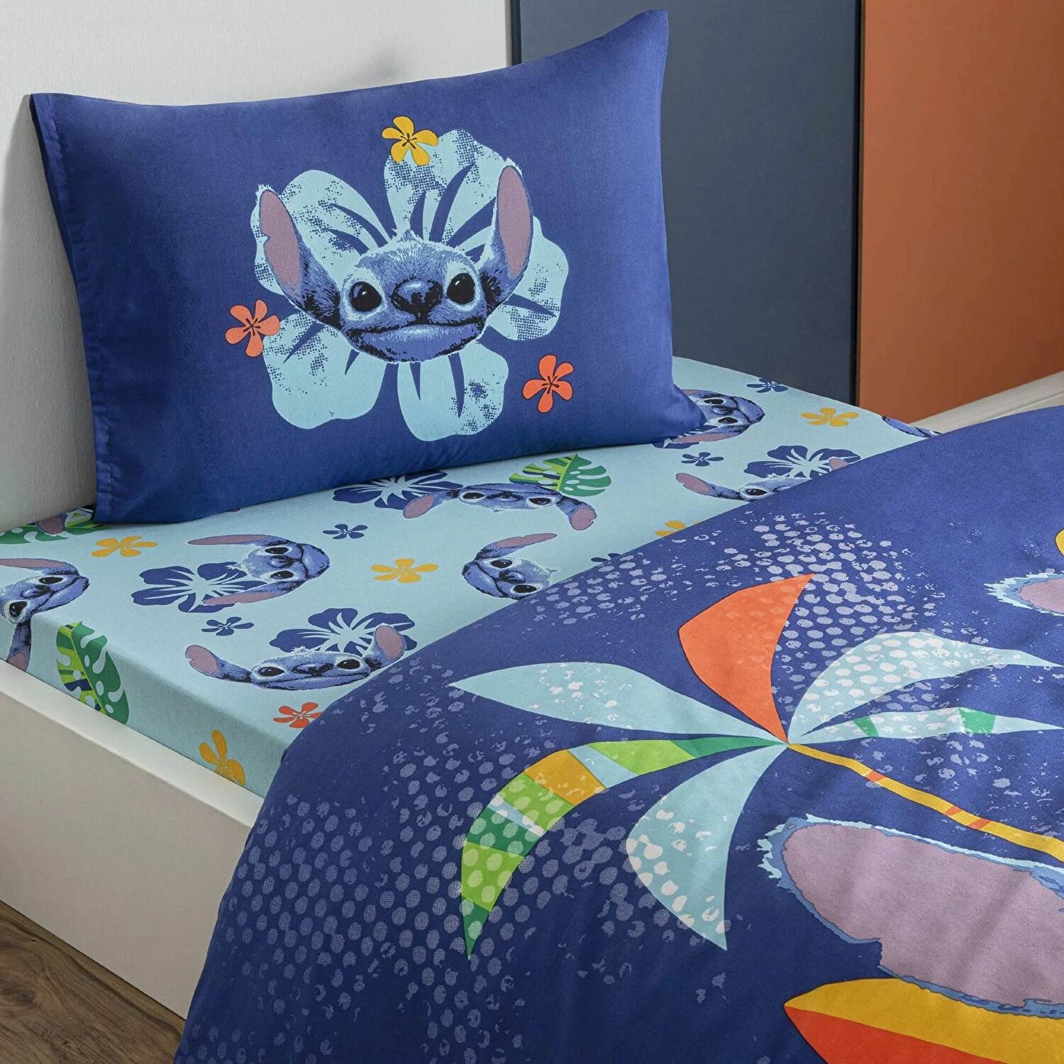 Taç Lisanslı Disney Stitch Aloha Tek Kişilik Pamuk Nevresim Takımı 120