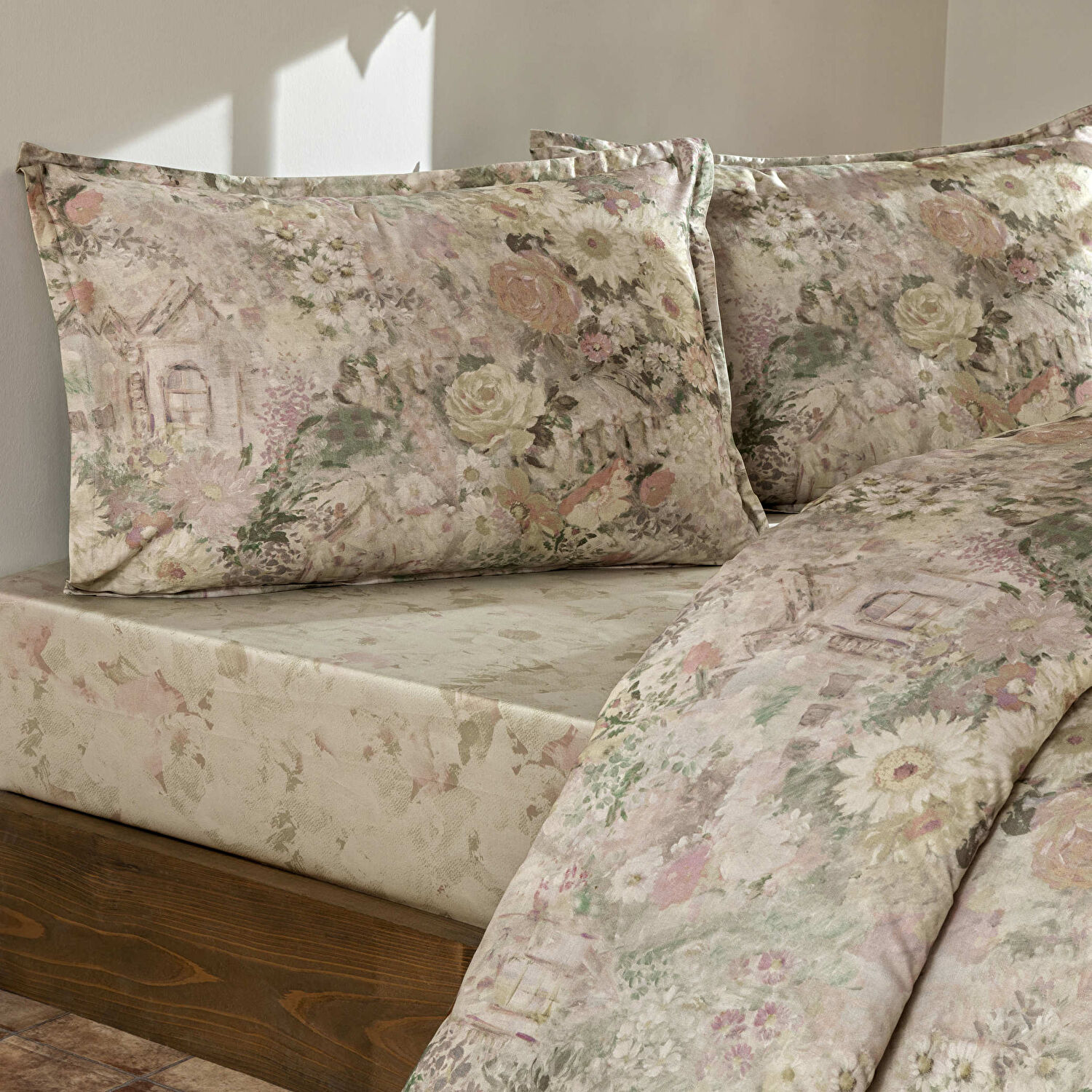 Linens Allday Citra Pamuk Saten Çift Kişilik Nevresim Takımı Pembe