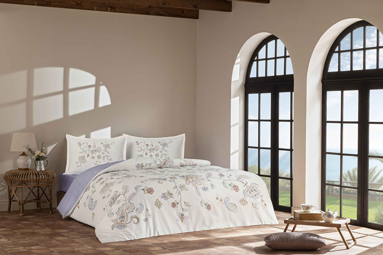 Linens Allday Monte Pamuk Saten Çift Kişilik Nevresim Takımı Lila