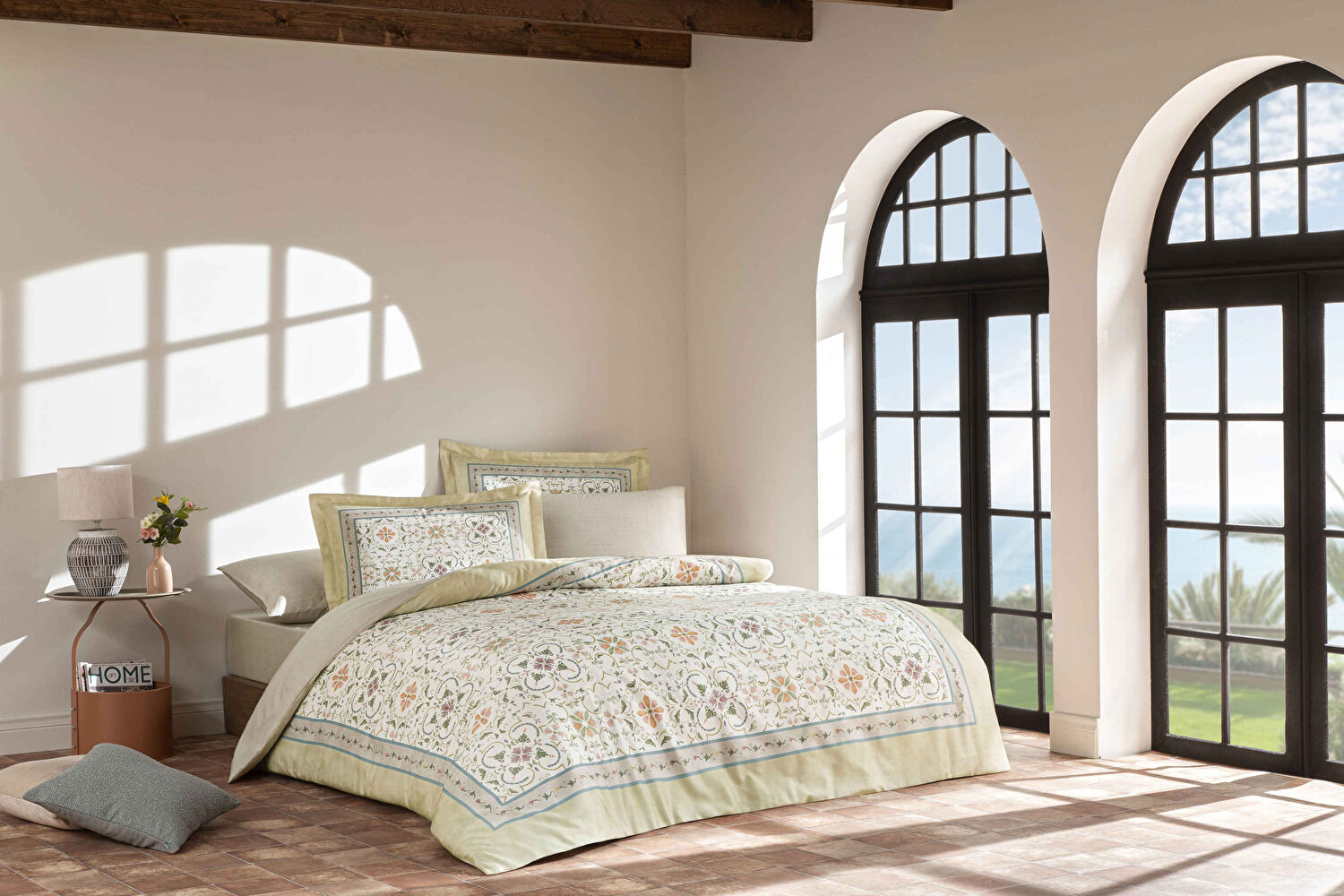 Linens Solara Pamuk Saten King Nevresim Takımı Sarı