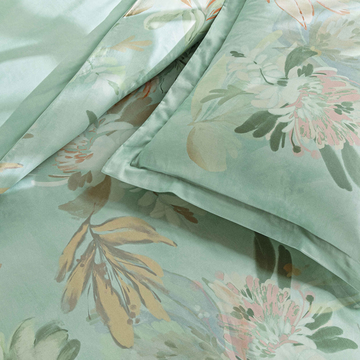 Linens Lario Pamuk Saten Çift Kişilik Nevresim Takımı Mavi