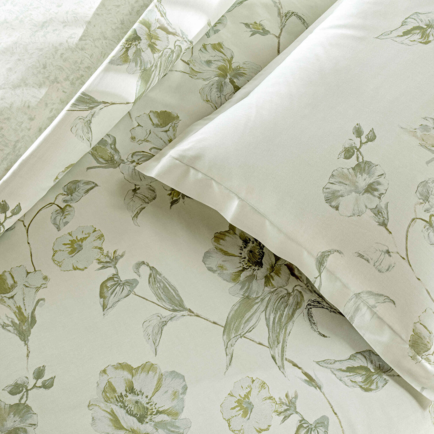 Linens Comia Pamuk Saten Çift Kişilik Nevresim Takımı Yeşil
