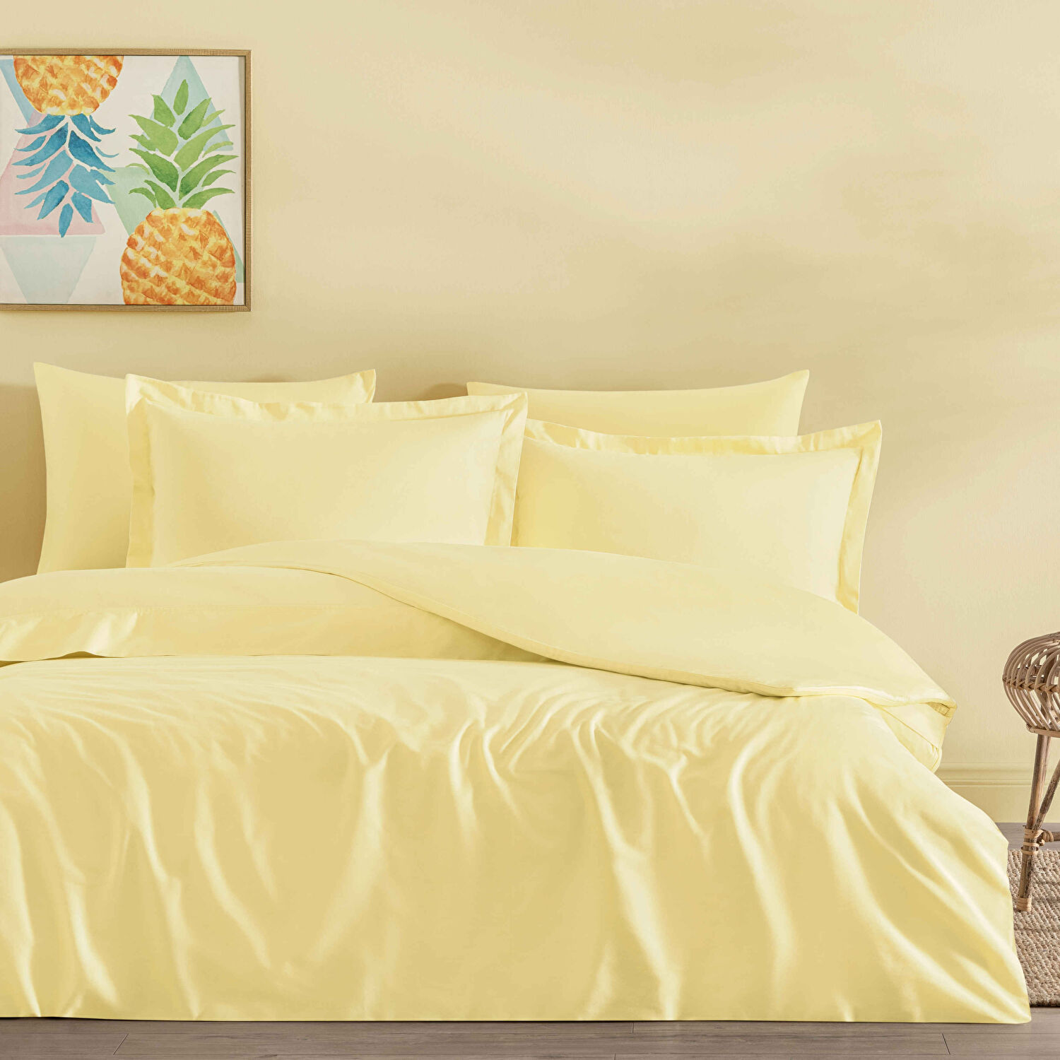 Linens Mix&Match Pamuk Saten Tek Kişilik Saten Nevresim Kılıfı Sarı