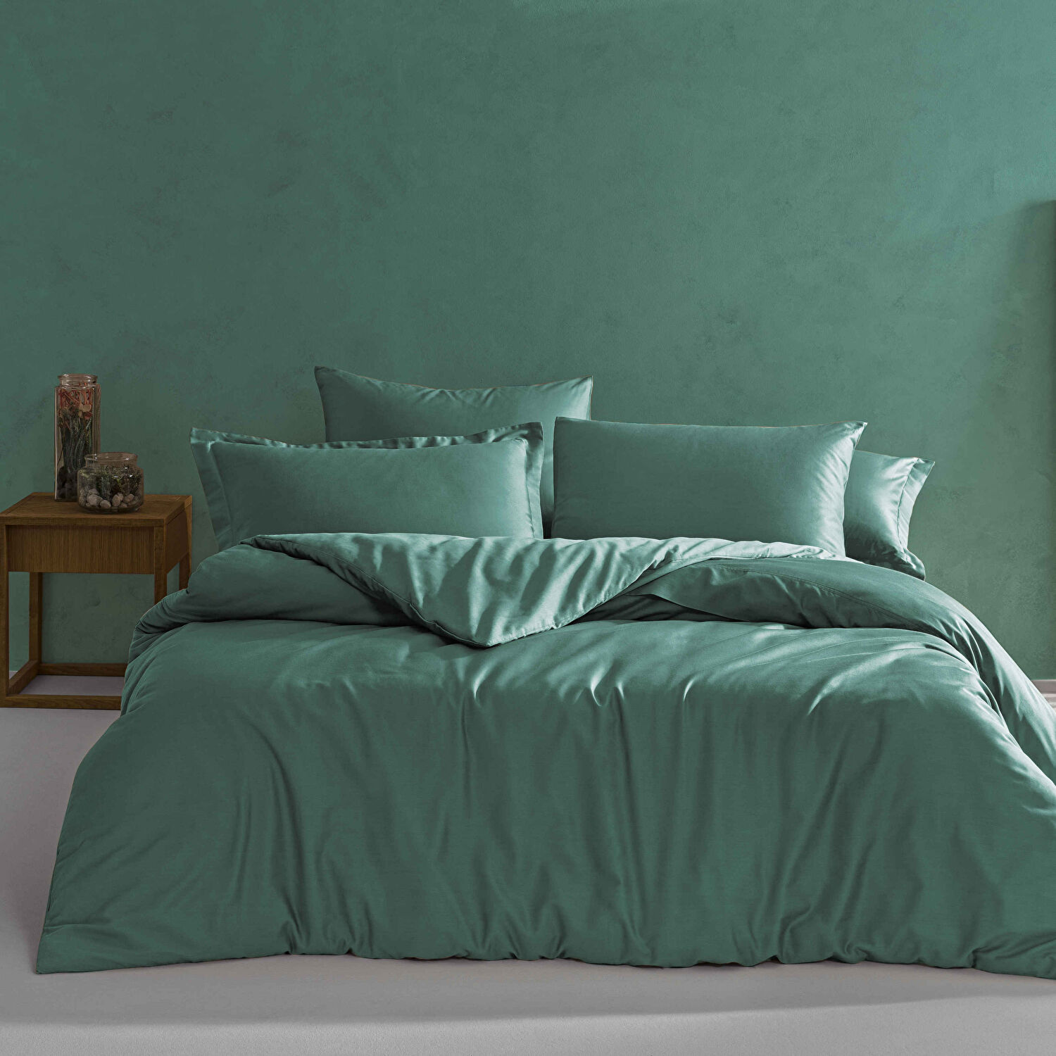 Linens Mix&Match Pamuk Saten Tek Kişilik Nevresim Kılıfı Petrol