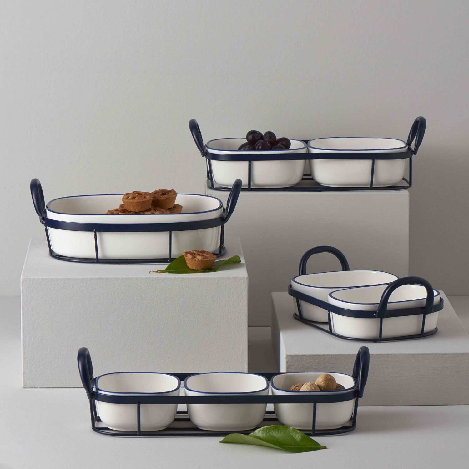 Linens Arlina Porselen-Metal 38,5x12,5x10 cm Sunum Seti