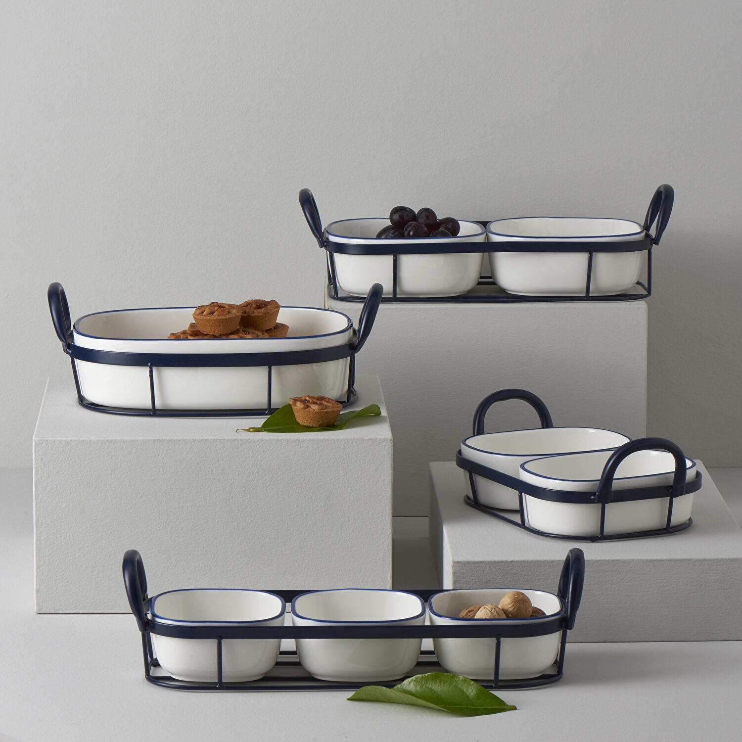 Linens Arlina Porselen-Metal 36x16x10,6 cm Sunum Seti