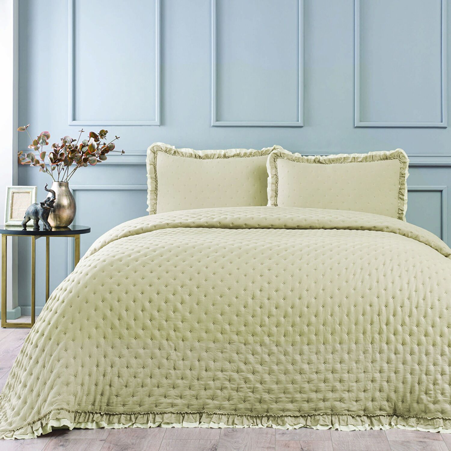 Linens Scarlett Çift Kişilik Yatak Örtüsü Seti Kahve