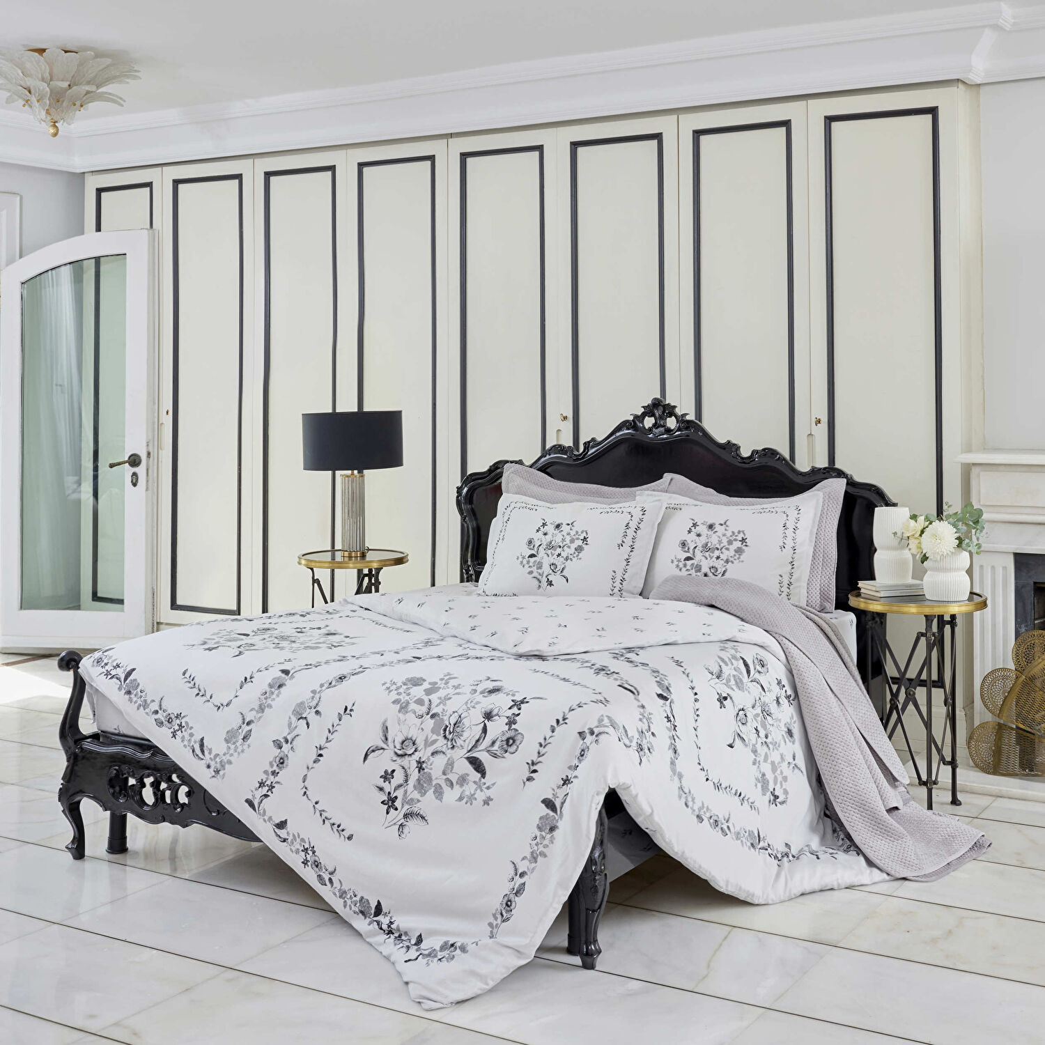 Linens Glace Çift Kişilik Yatak Örtüsü Seti Gri