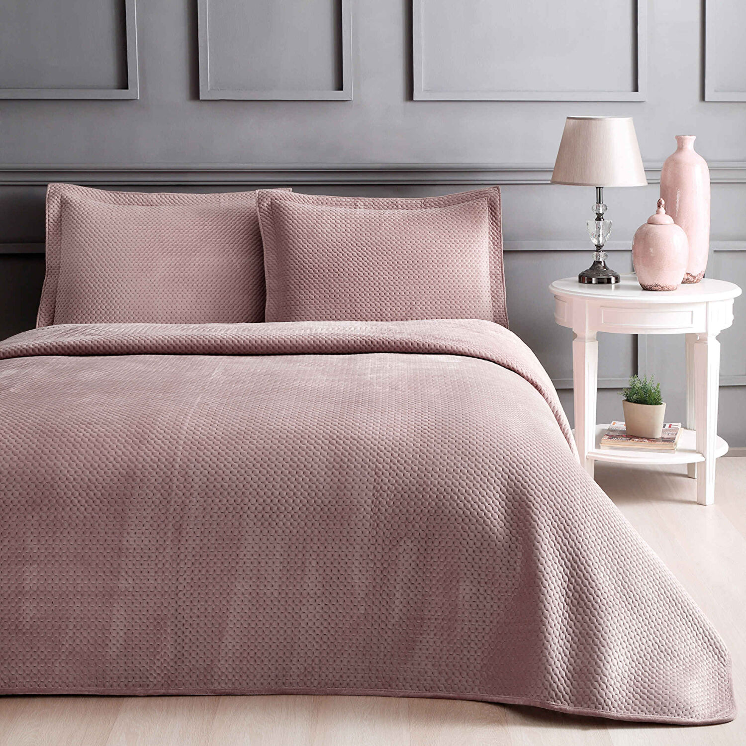 Linens Glace Çift Kişilik Yatak Örtüsü Seti Pembe