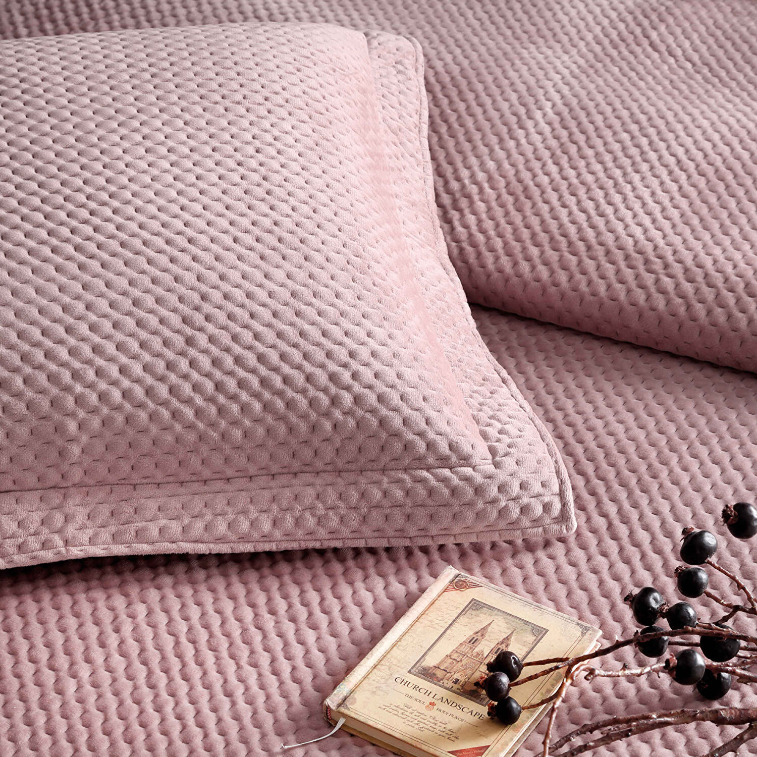 Linens Glace Çift Kişilik Yatak Örtüsü Seti Pembe