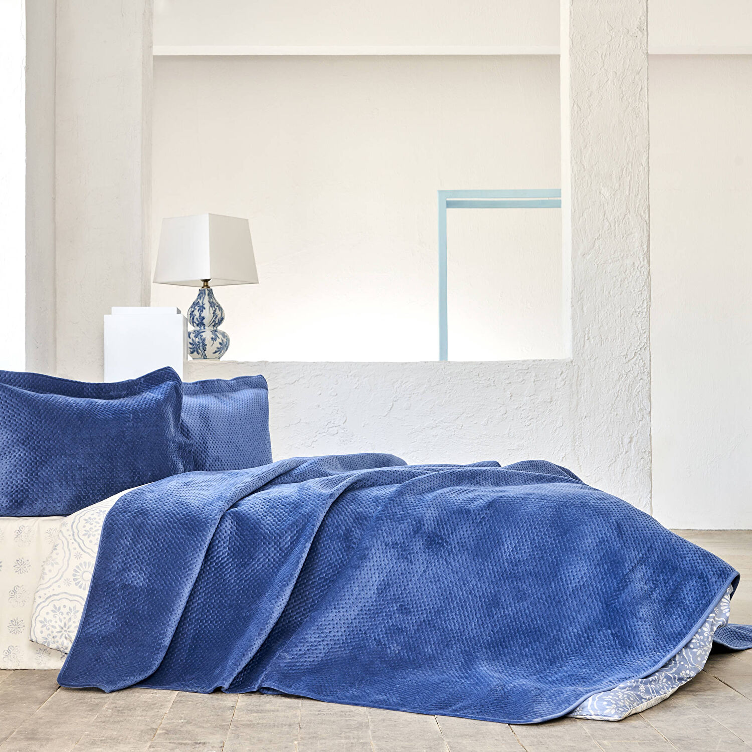 Linens Glace Çift Kişilik Yatak Örtüsü Seti Lacivert