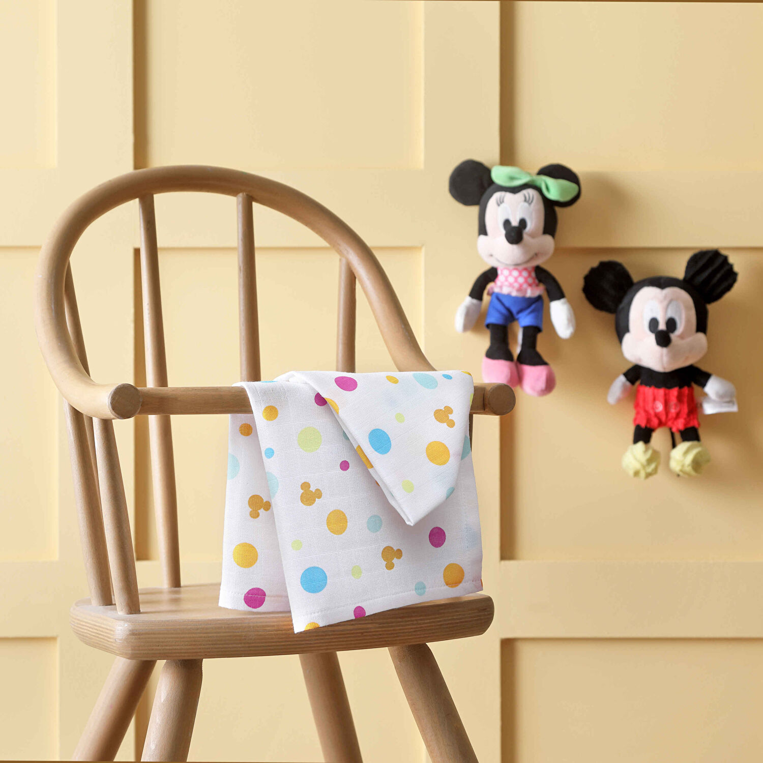 Lisanslı Disney Mickey Pamuk 35x35 3'lü Müslin Ağız Bezi