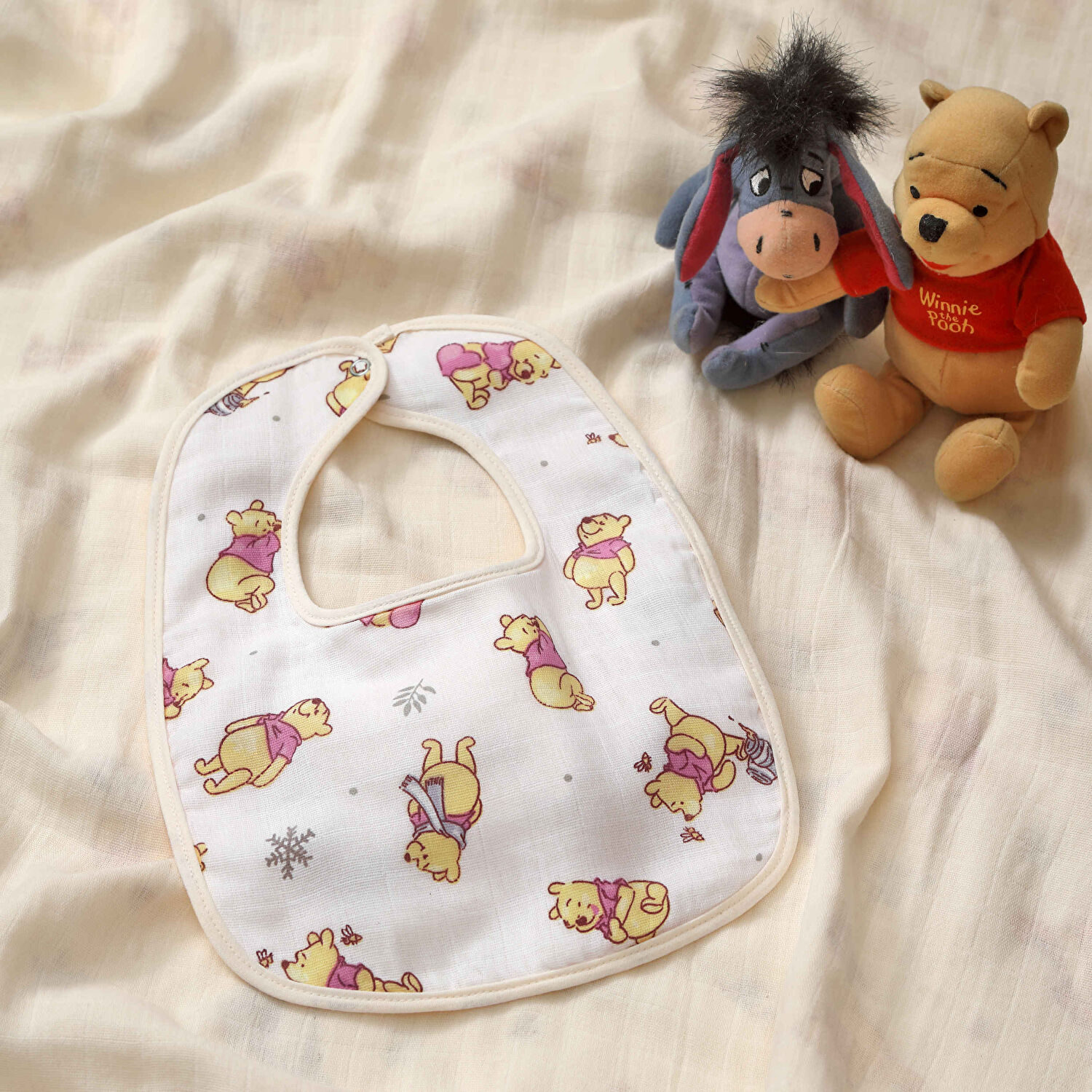 Lisanslı Disney Winnie Pamuk 35x25 3'lü Müslin Önlük