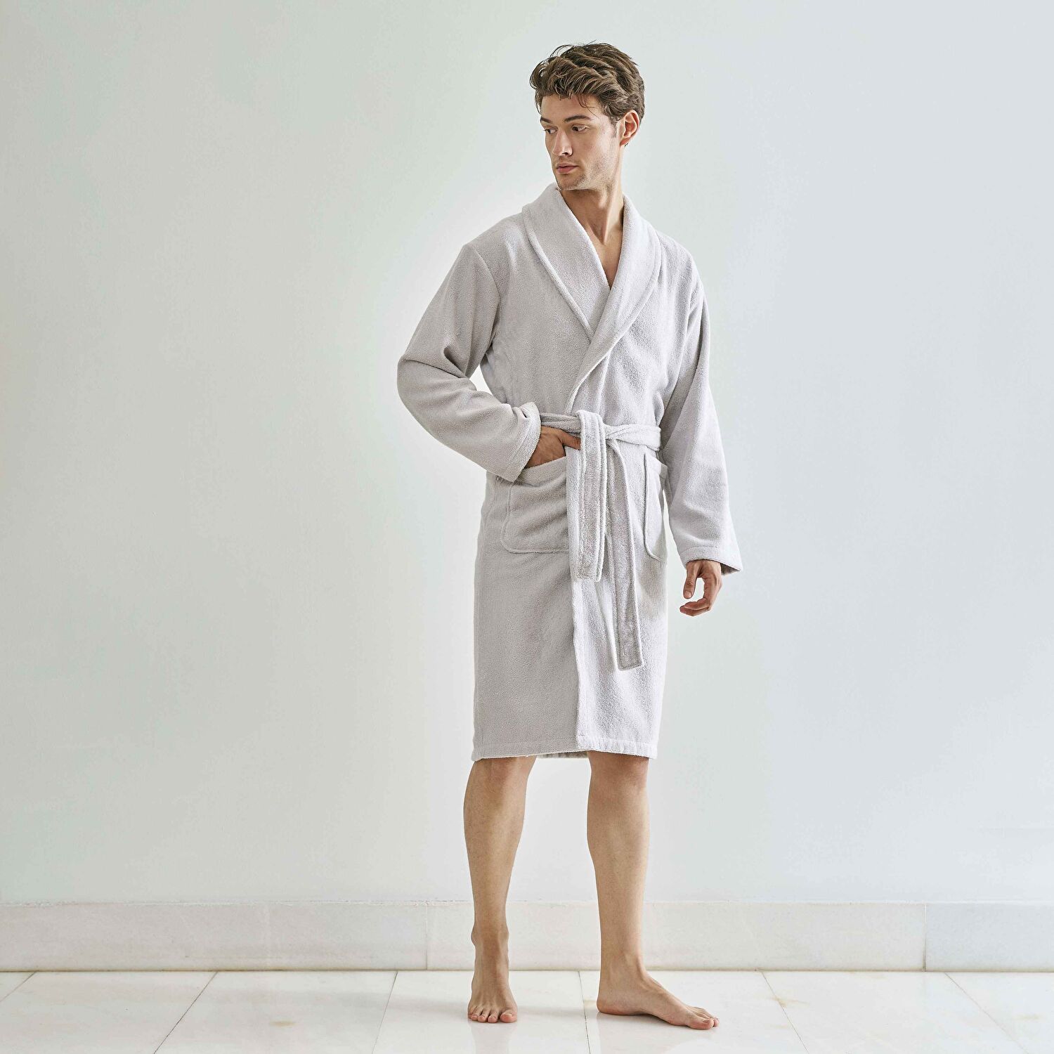 Linens Soft Pamuk Bornoz Gri L