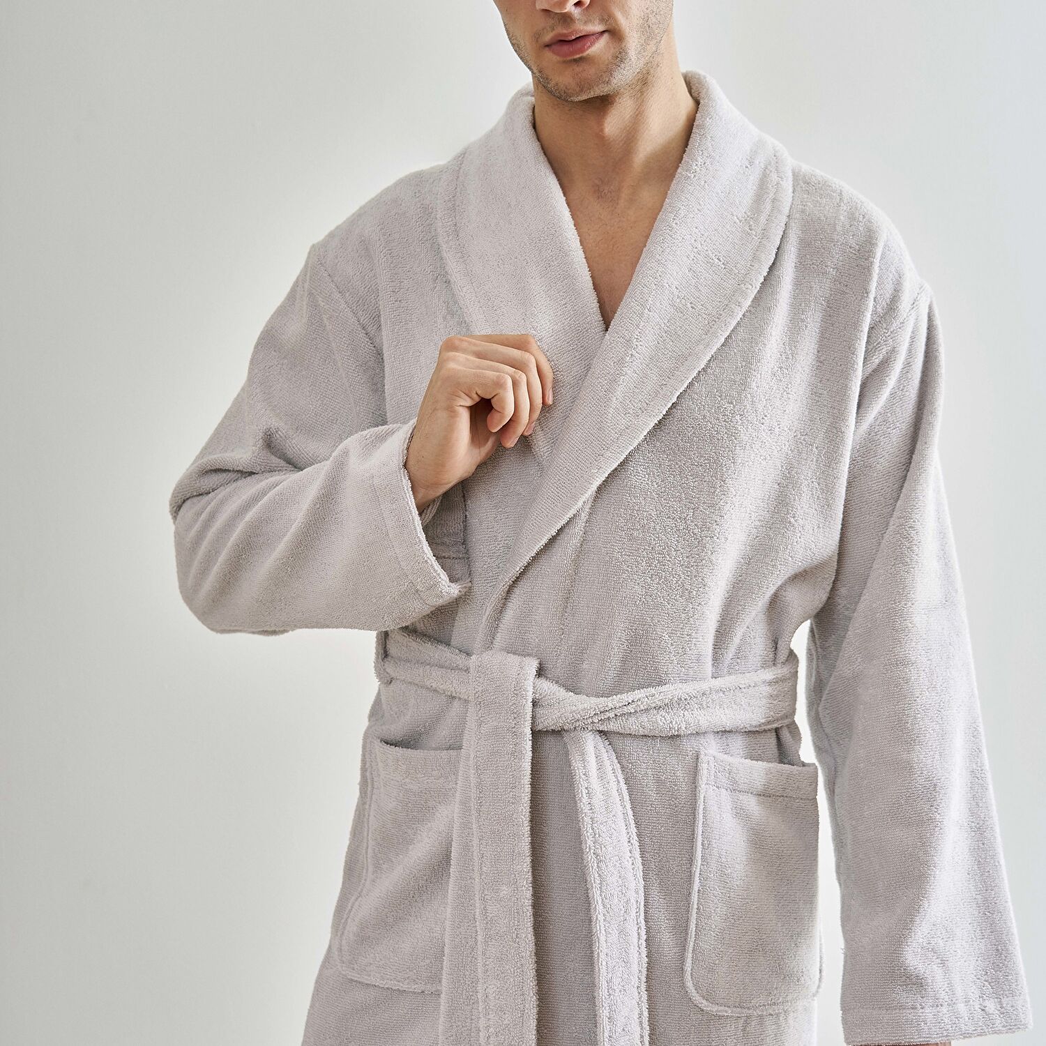 Linens Soft Pamuk Bornoz Gri L