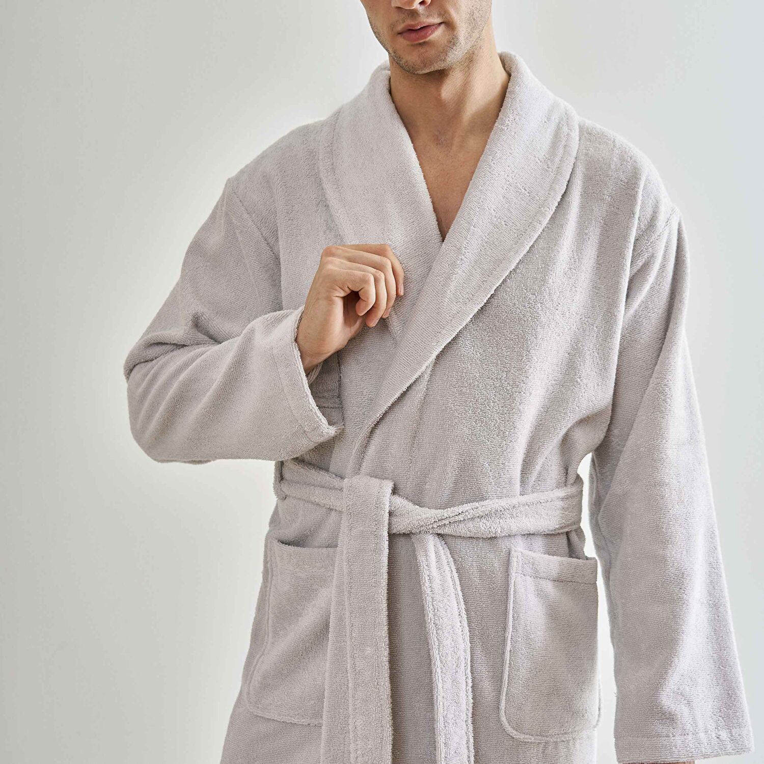 Linens Soft Pamuk Bornoz Gri L