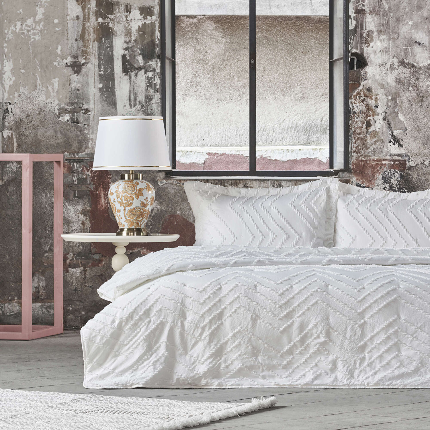 Linens Borneo Çift Kişilik Yatak Örtüsü Seti Beyaz