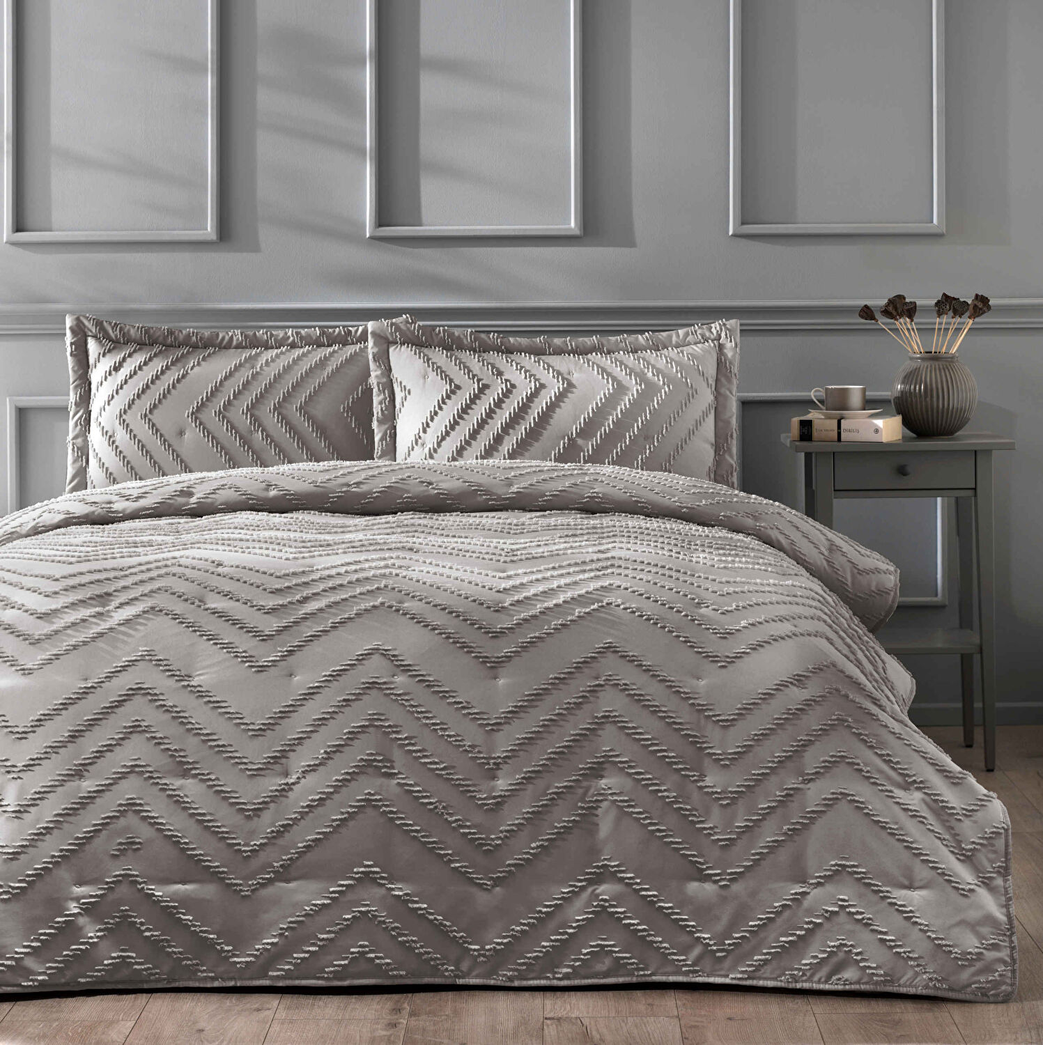 Linens Borneo Çift Kişilik Yatak Örtüsü Seti Vizon