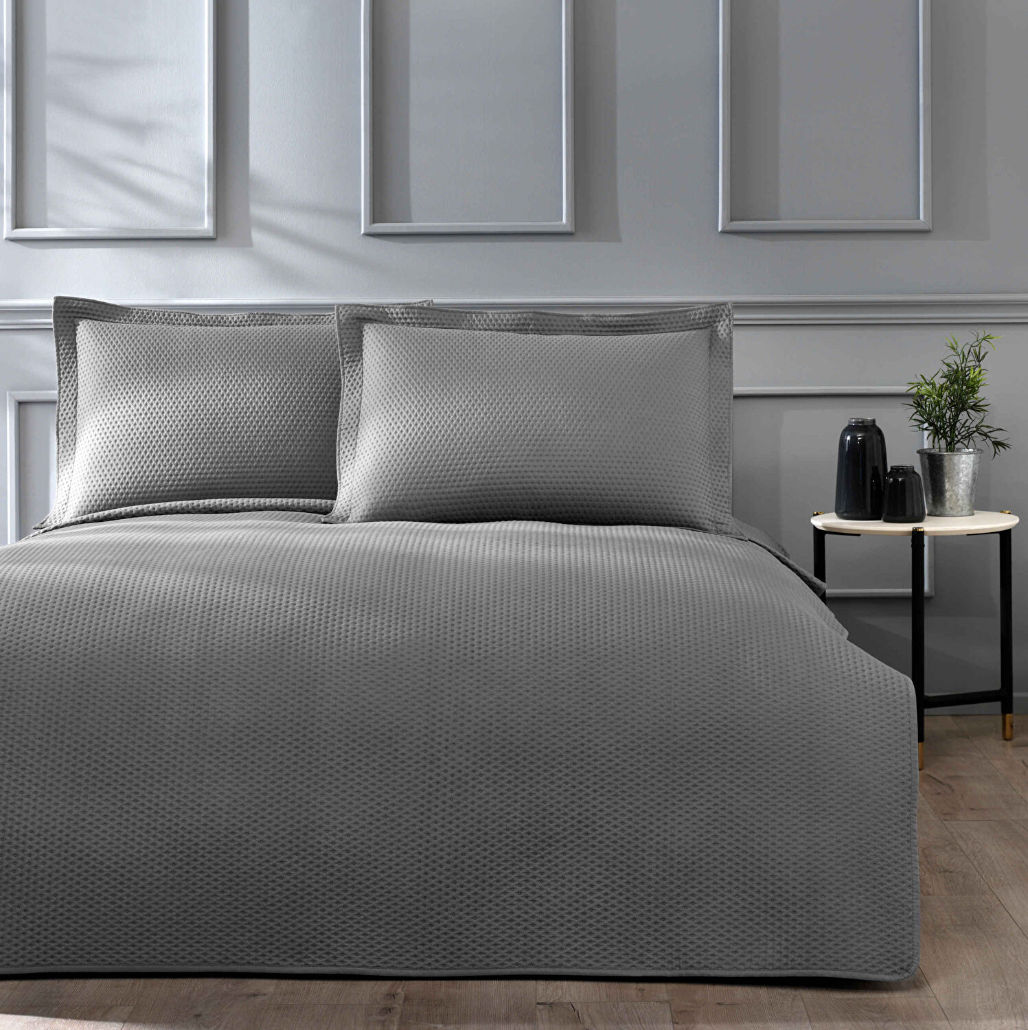 Linens Mist Çift Kişilik Çok Amaçlı Örtü Gri