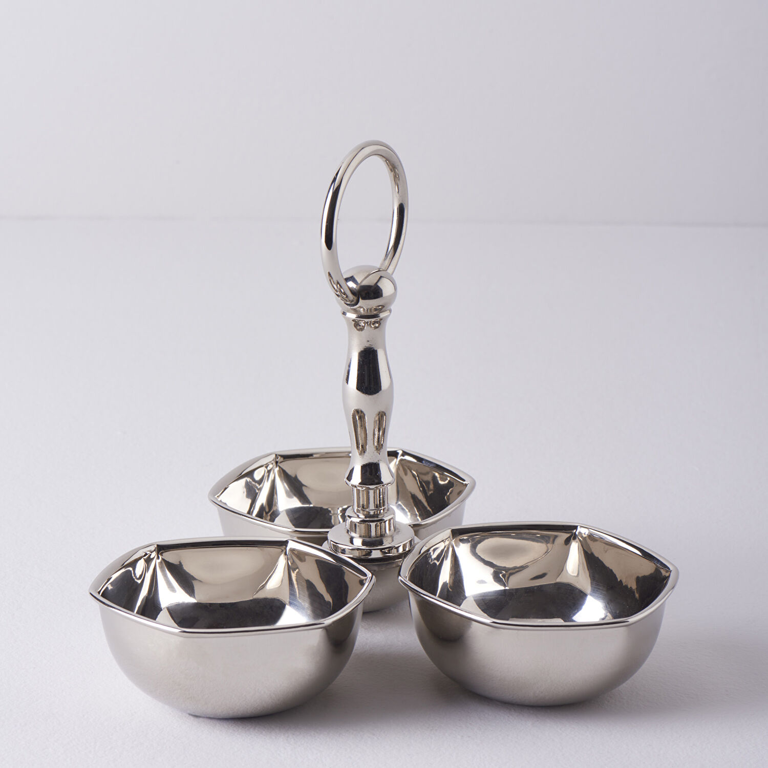 Linens Wawe 10x10x15 cm 3'lü Kase Gümüş