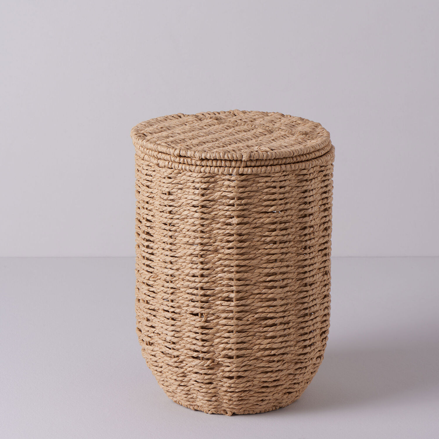 Linens Carry Kapaklı Yuvarlak Sepet 22x22x31 cm Naturel
