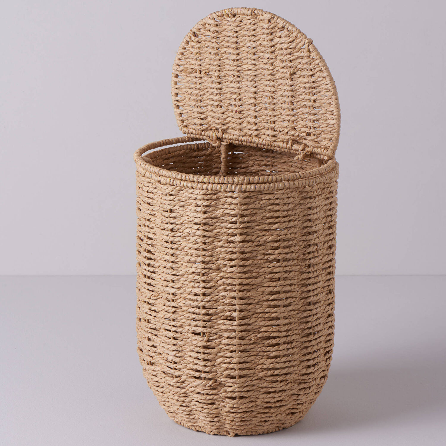 Linens Carry Kapaklı Yuvarlak Sepet 22x22x31 cm Naturel