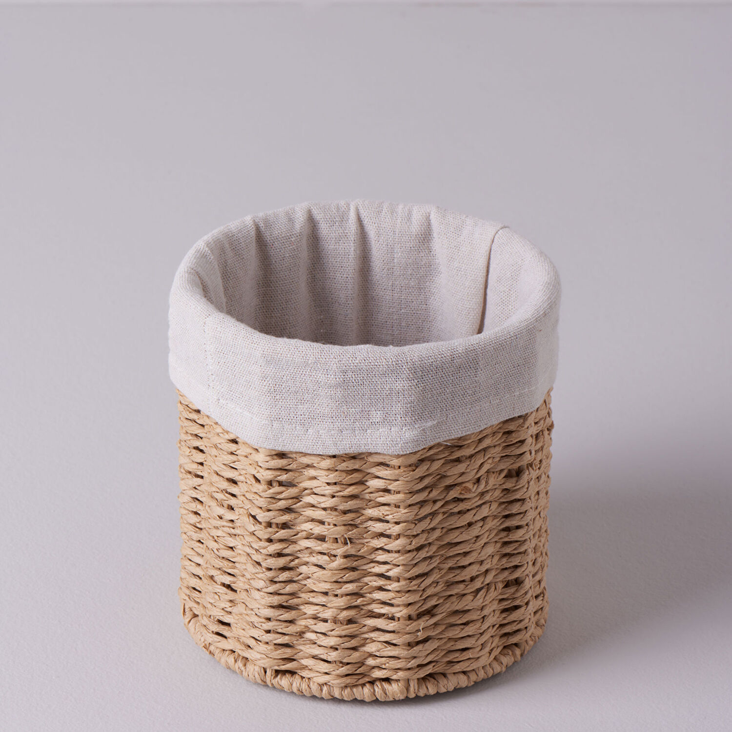 Linens Carry Kapaklı Yuvarlak Sepet 22x22x31 cm Naturel