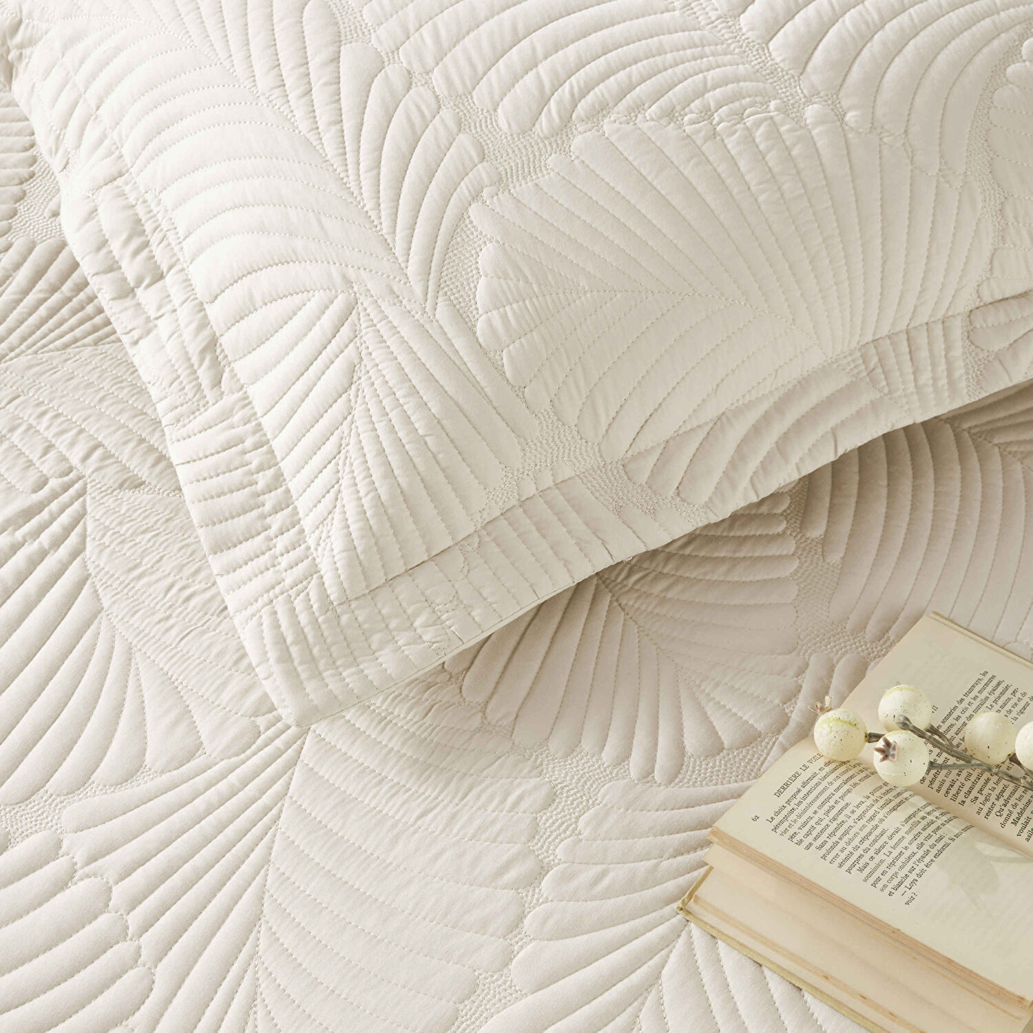 Linens Leaf Yatak Örtüsü Taş Çift Kişilik