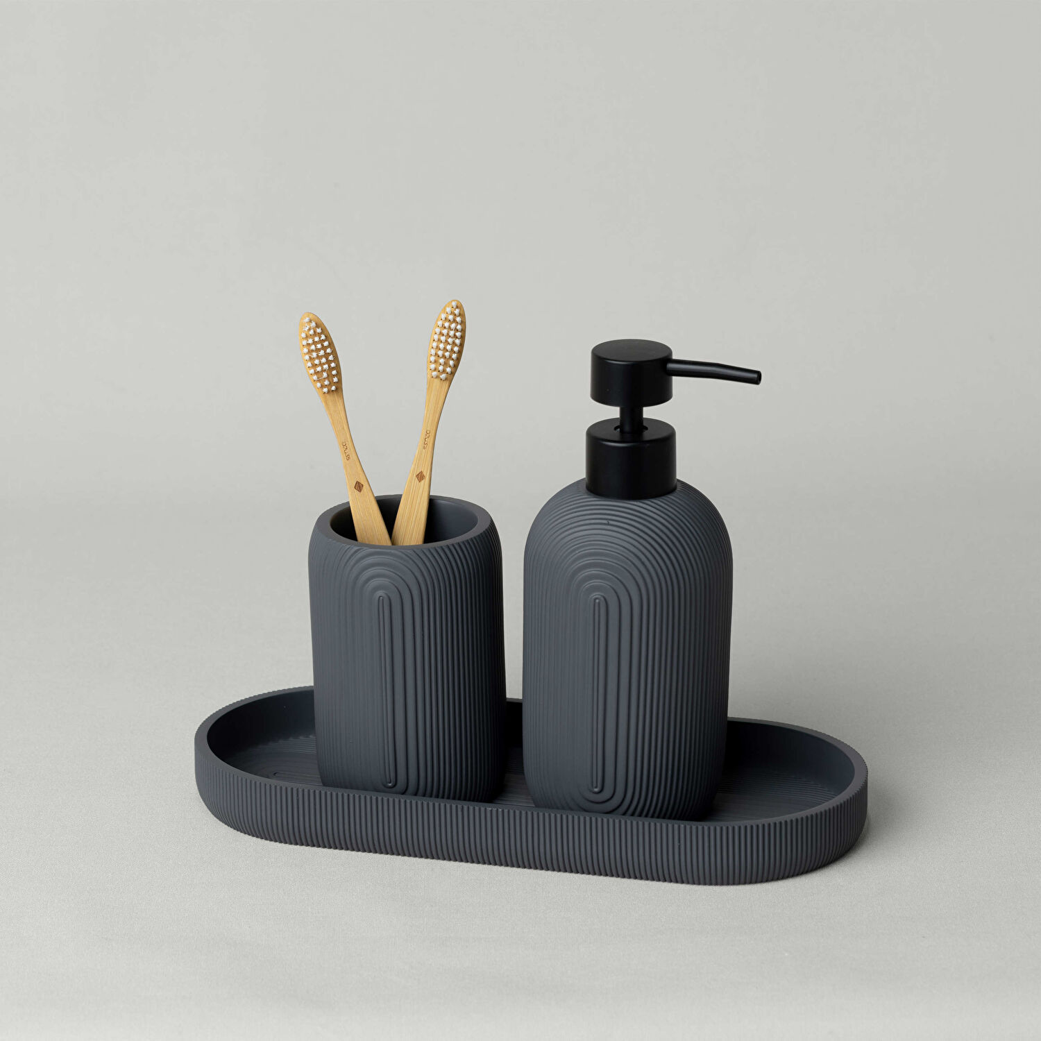 Linens Lızzy 7,6X17,5 cm Sıvı Sabunluk Antrasit