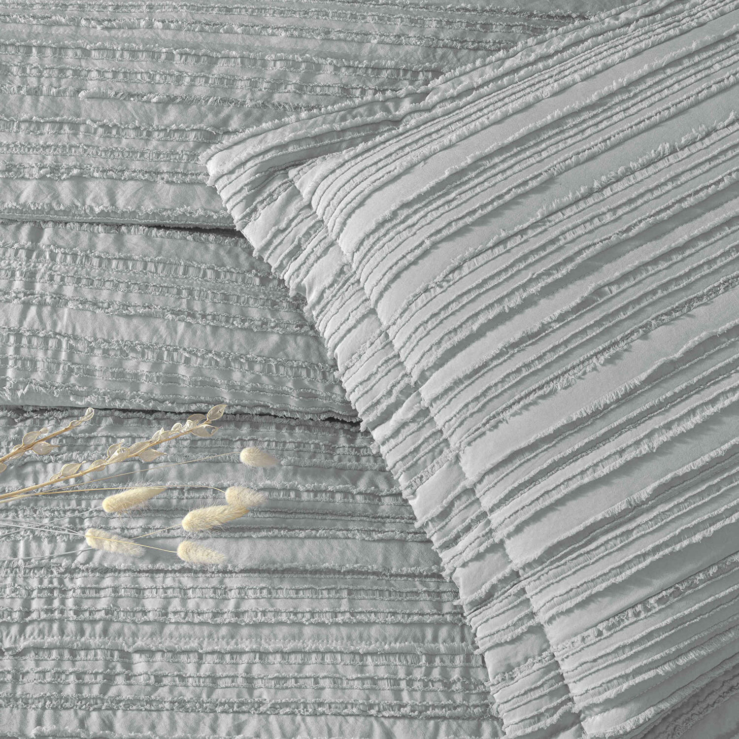 Linens Gorgeous Çift Kişilik Yatak Örtüsü Seti Gri