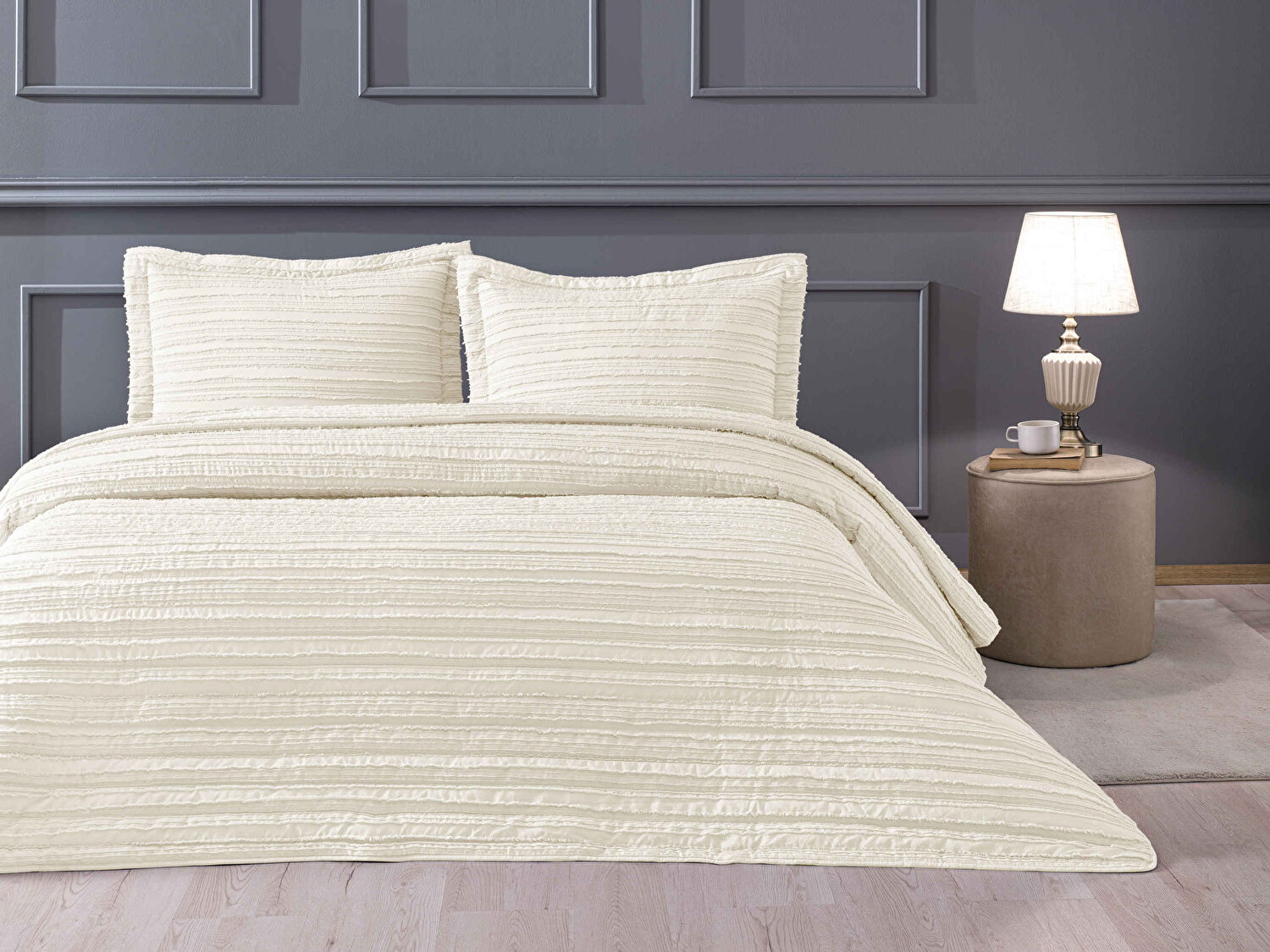 Linens Gorgeous Çift Kişilik Yatak Örtüsü Seti Beyaz
