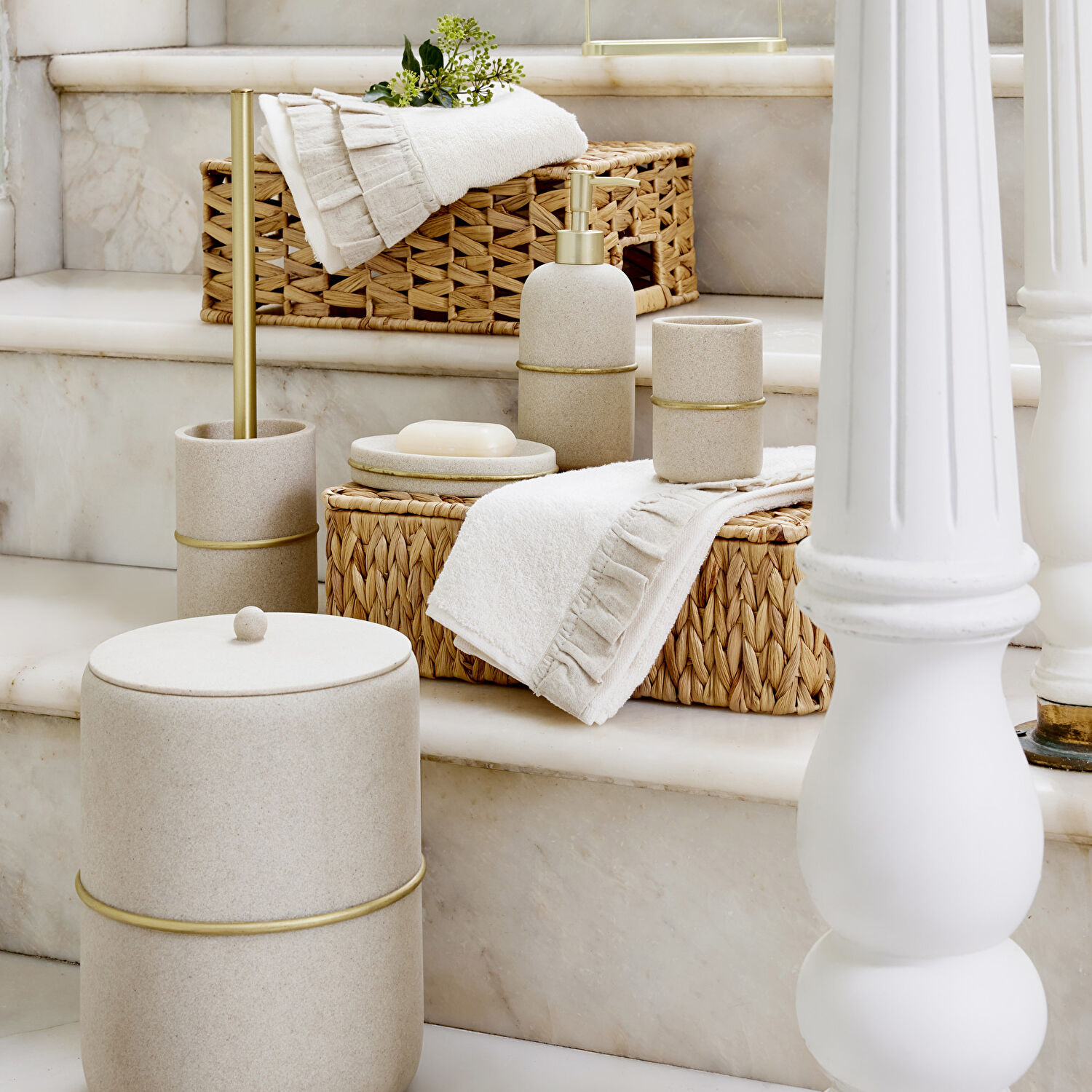 Linens Ruffle Bambu 30X45 cm El Havlusu Ekru