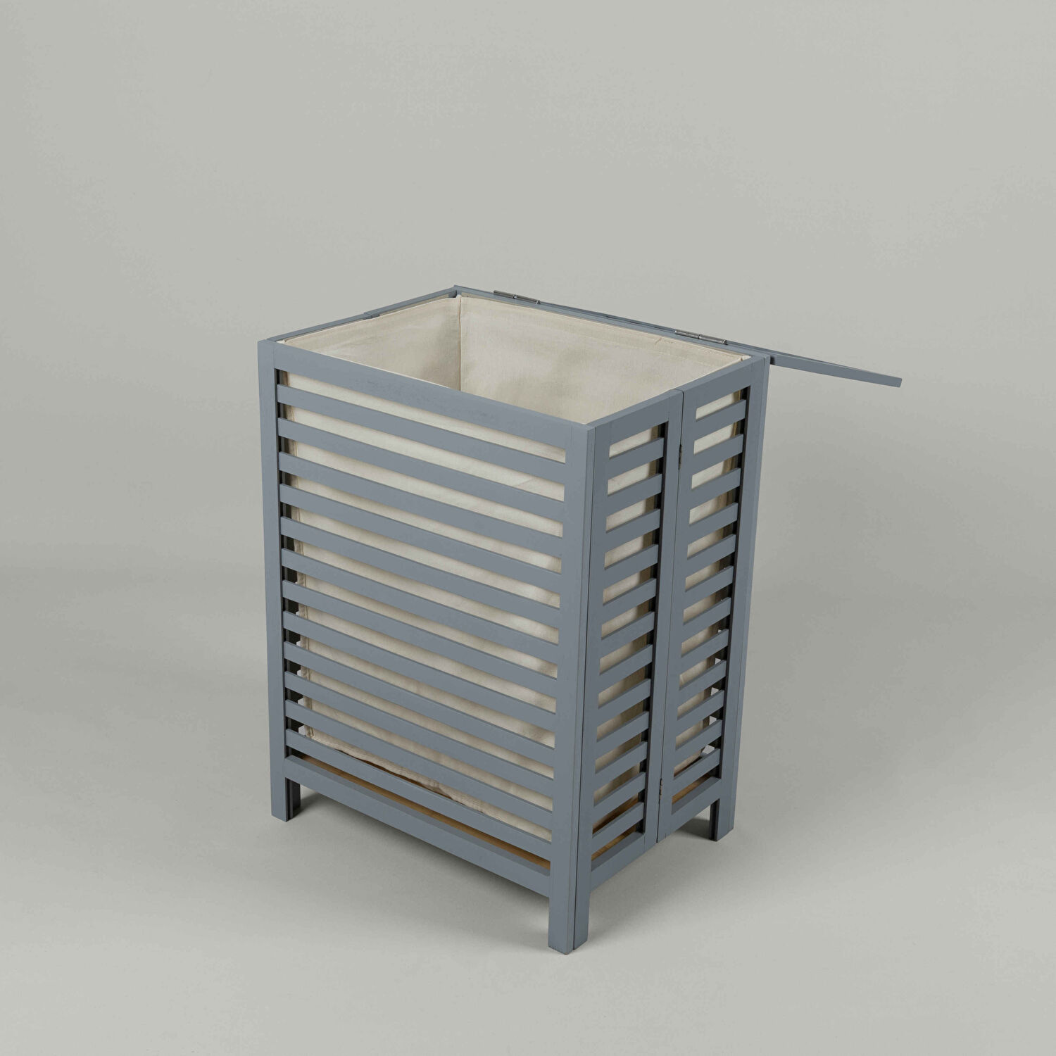 Linens Wooden Ahşap 45X33X60 cm Çamaşır Sepeti Gri