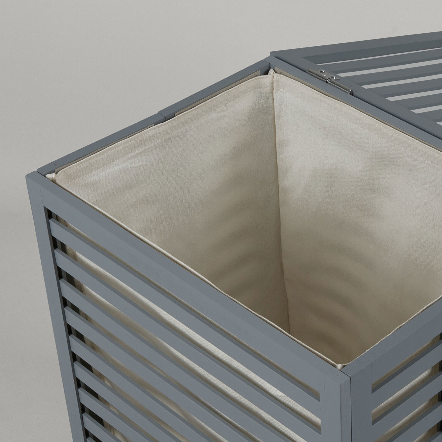 Linens Wooden Ahşap 45X33X60 cm Çamaşır Sepeti Gri