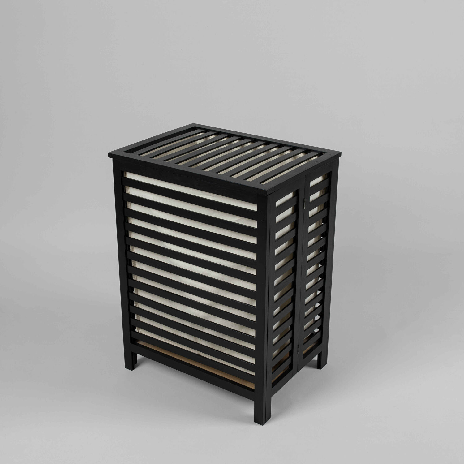 Linens Wooden Ahşap 45X33X60 cm Çamaşır Sepeti Siyah