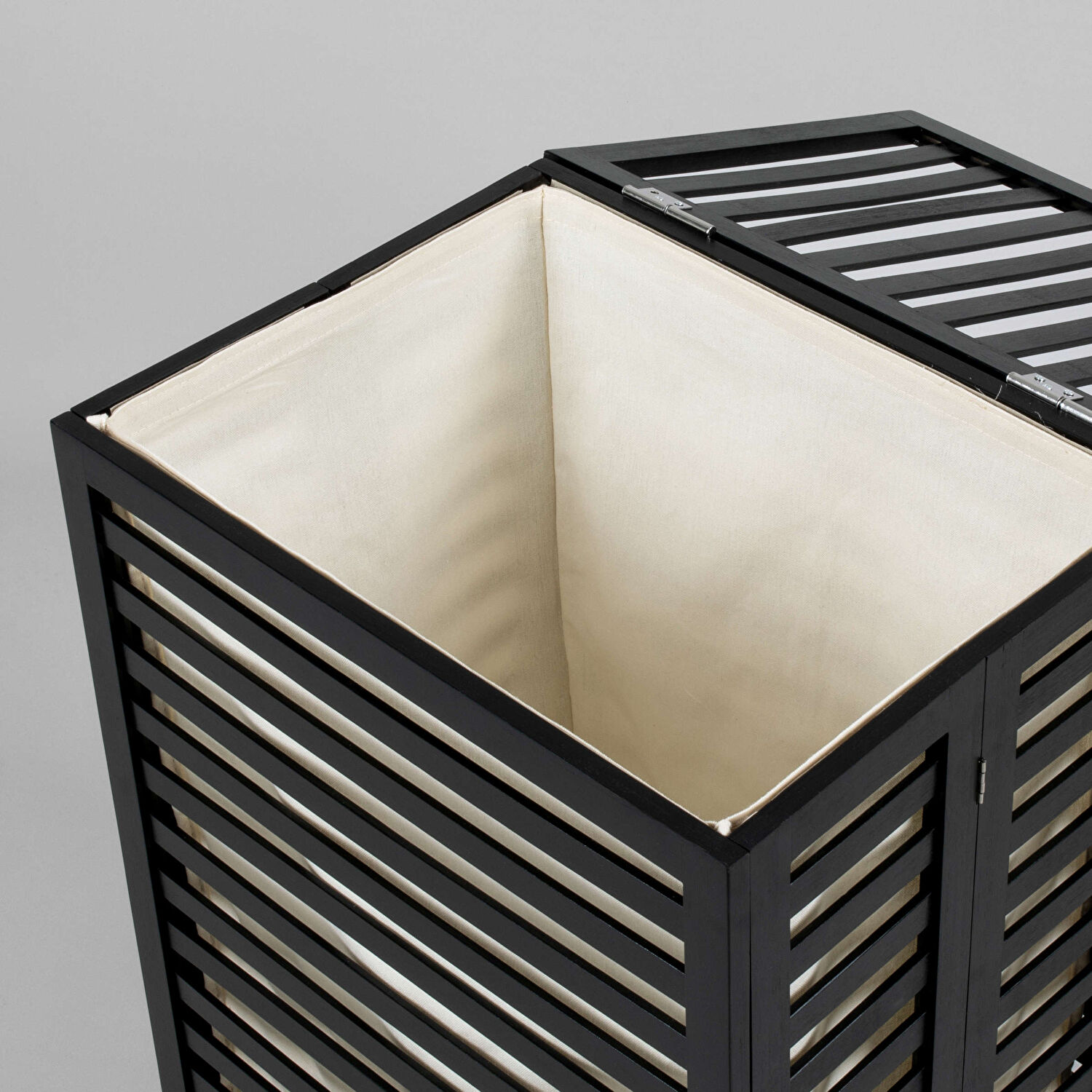 Linens Wooden Ahşap 45X33X60 cm Çamaşır Sepeti Siyah