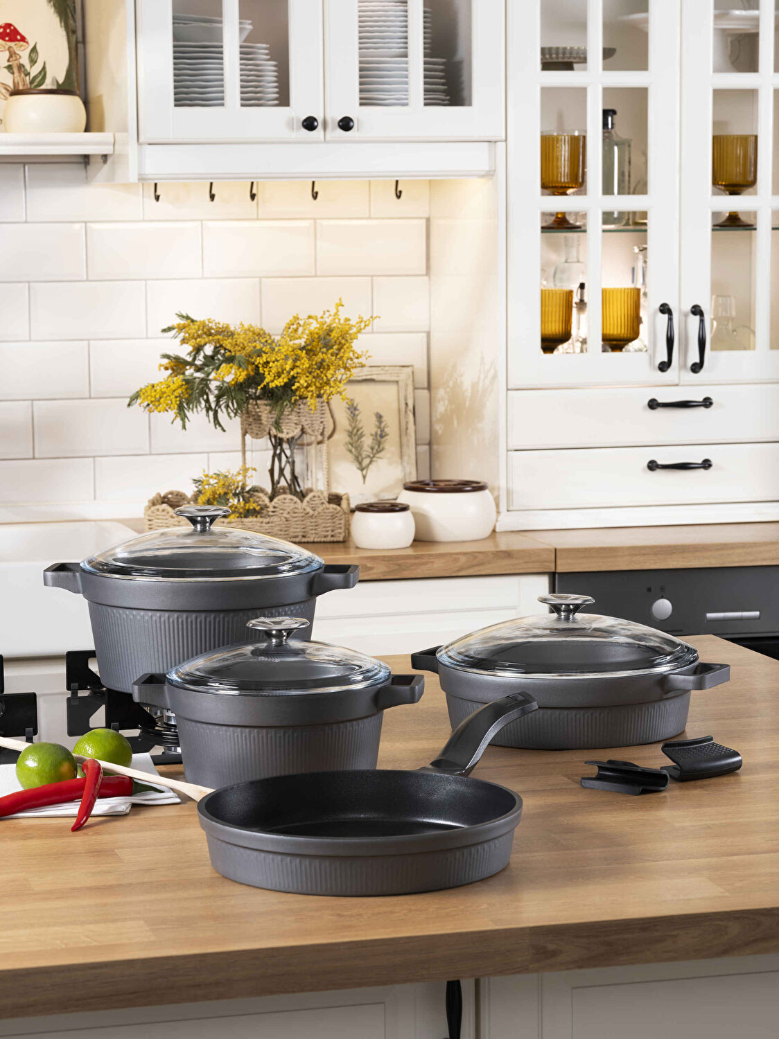 Pierre Cardin Ultra Graniks Gri 7 Parça Tencere Seti