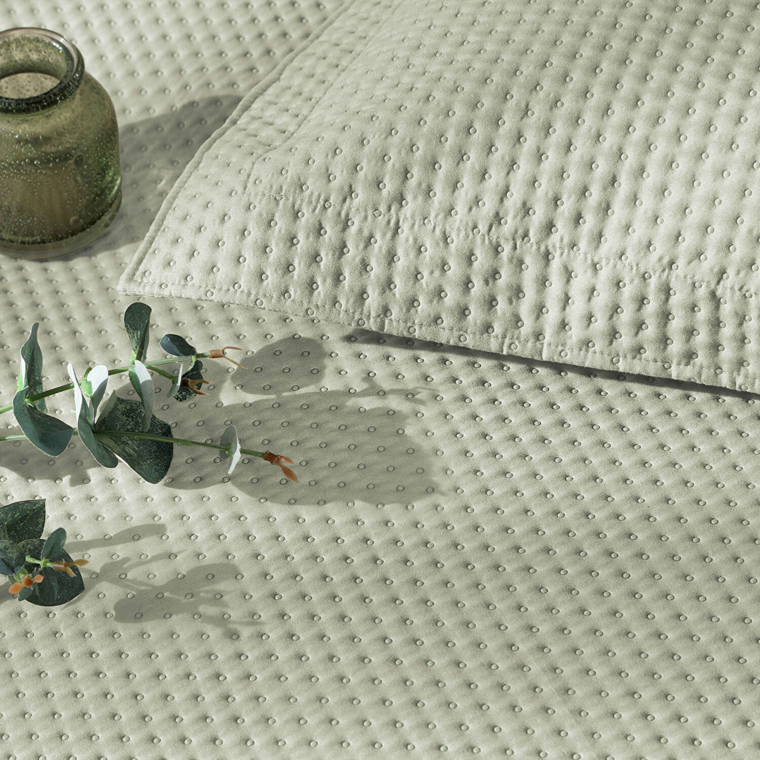 Linens Mist Çift Kişilik Yatak Örtüsü Seti Açık Yeşil