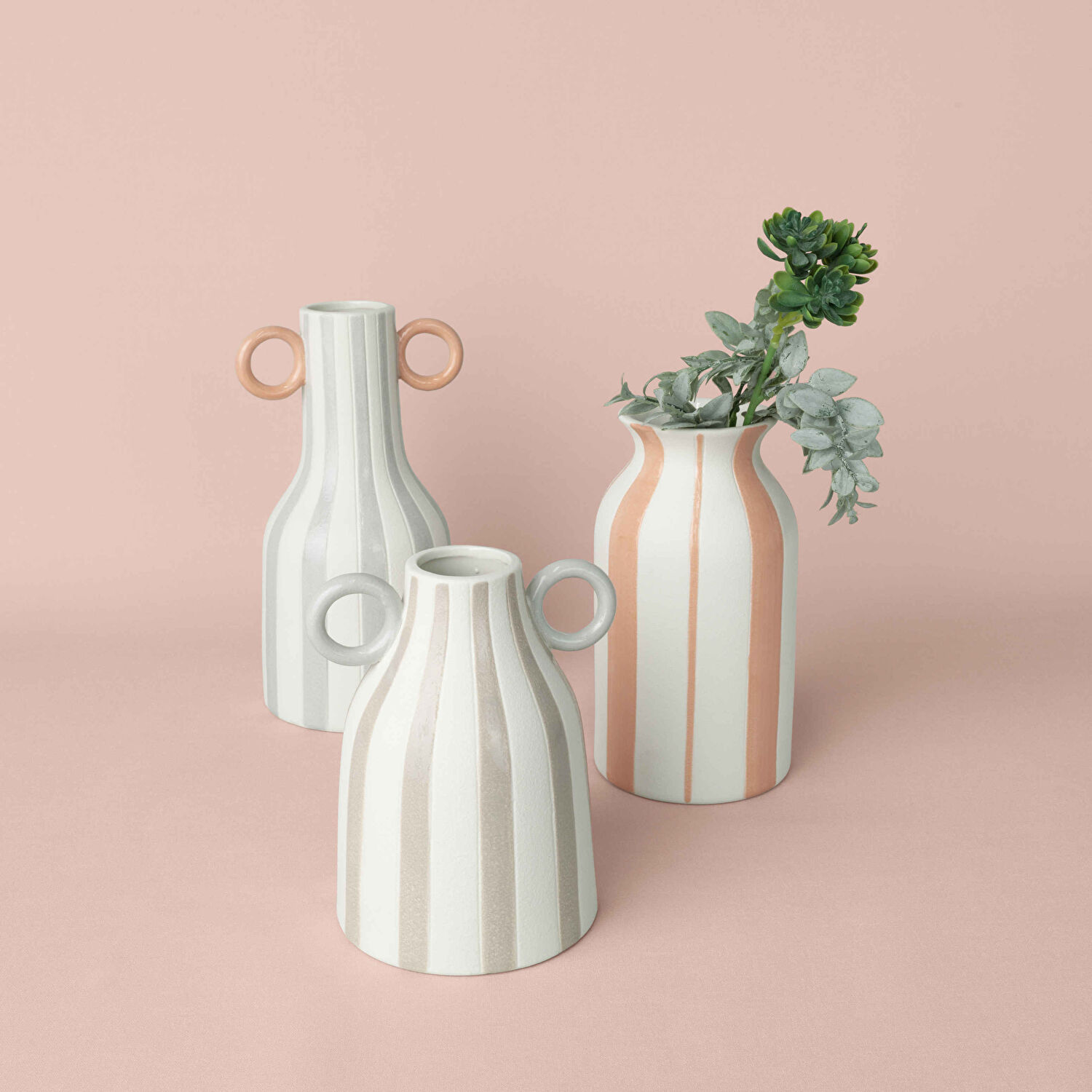 Linens Minella 11x11x22 cm Vazo Beyaz Mercan